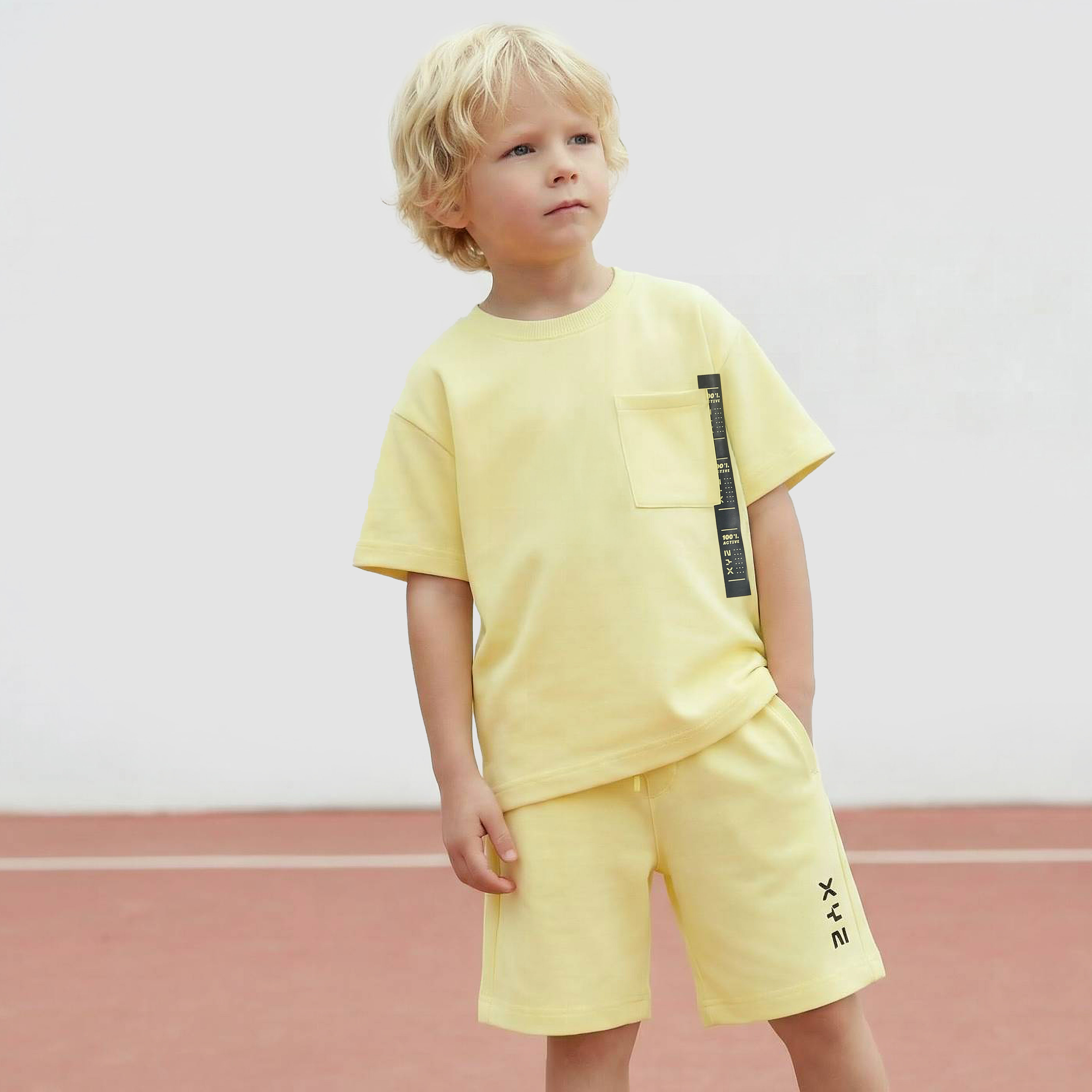 XYZ Crew Neck Short Sleeves T-shirt and Shorts Set with Print-boys-clothing-sportswear-sets-image-2