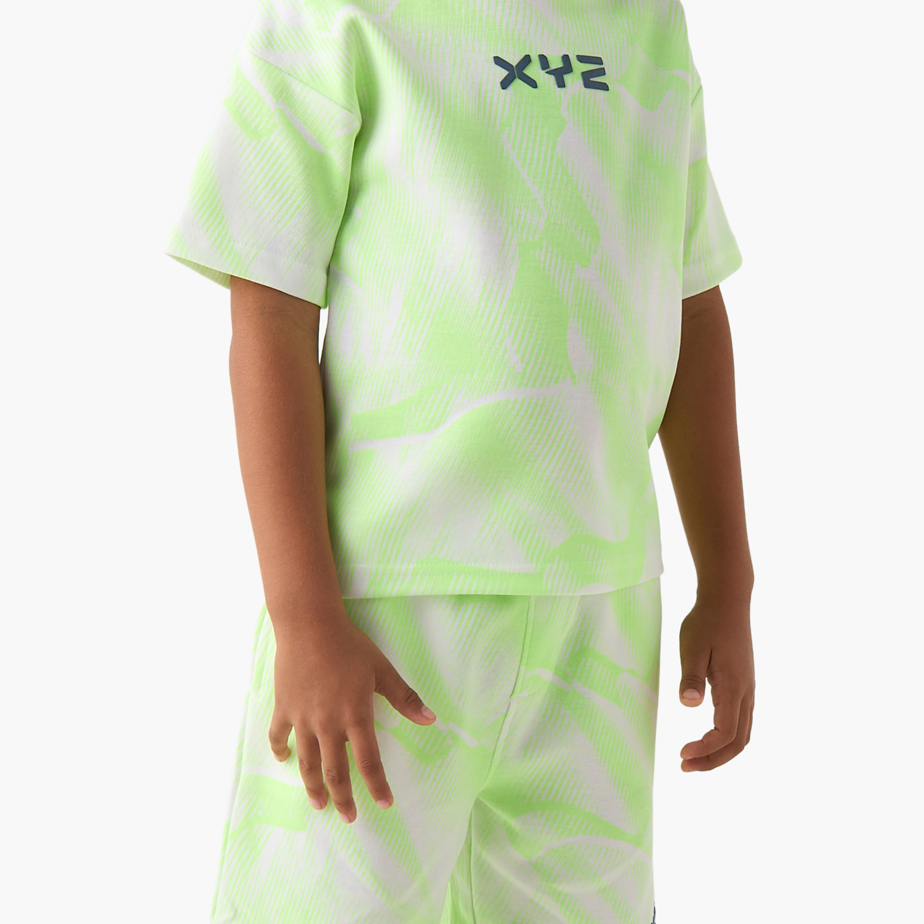 XYZ Crew Neck Short Sleeves T-shirt and Shorts Set with Logo Print-boys-clothing-sportswear-sets-image-5