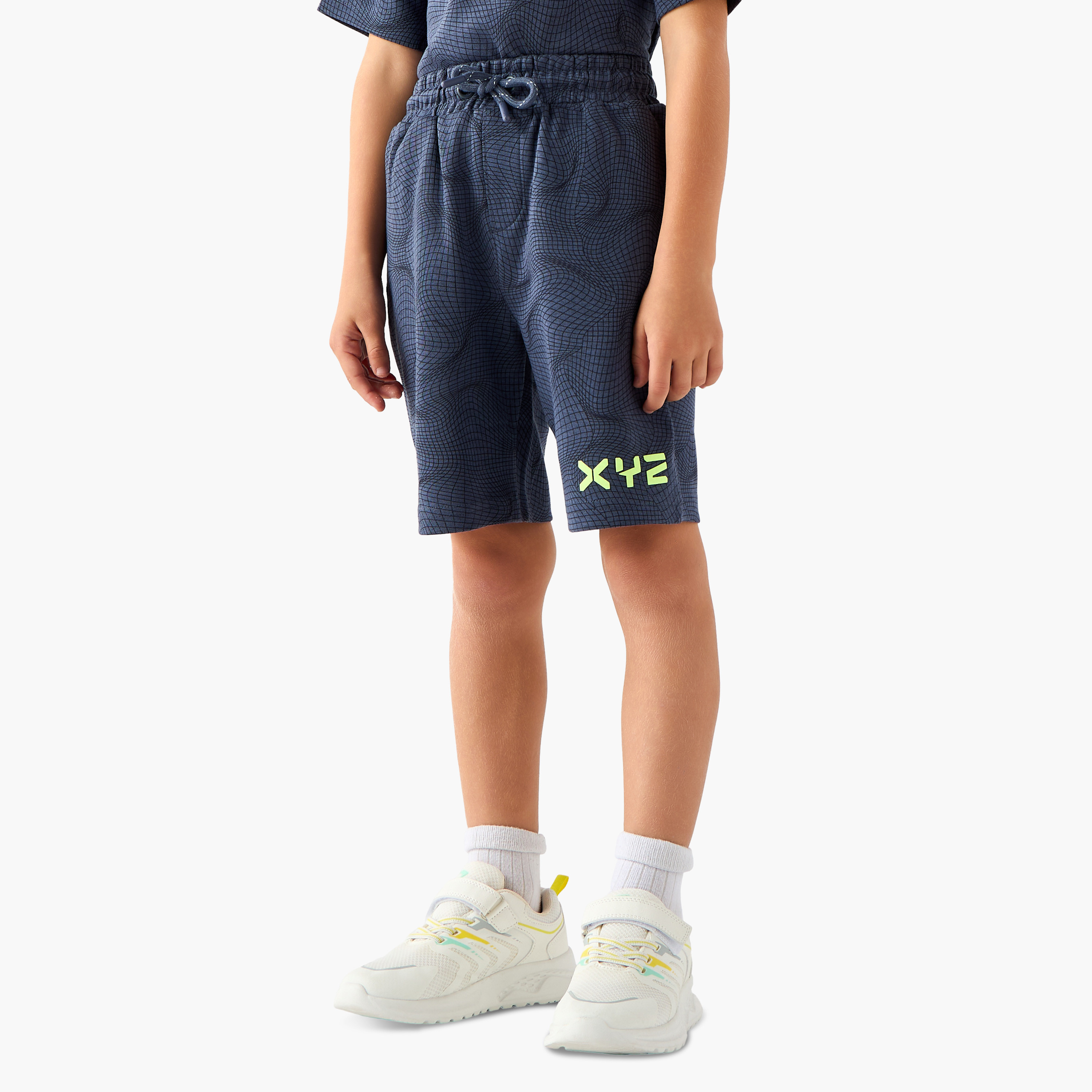 XYZ Crew Neck Short Sleeves T-shirt and Shorts Set with Logo Print-boys-clothing-sportswear-sets-image-3