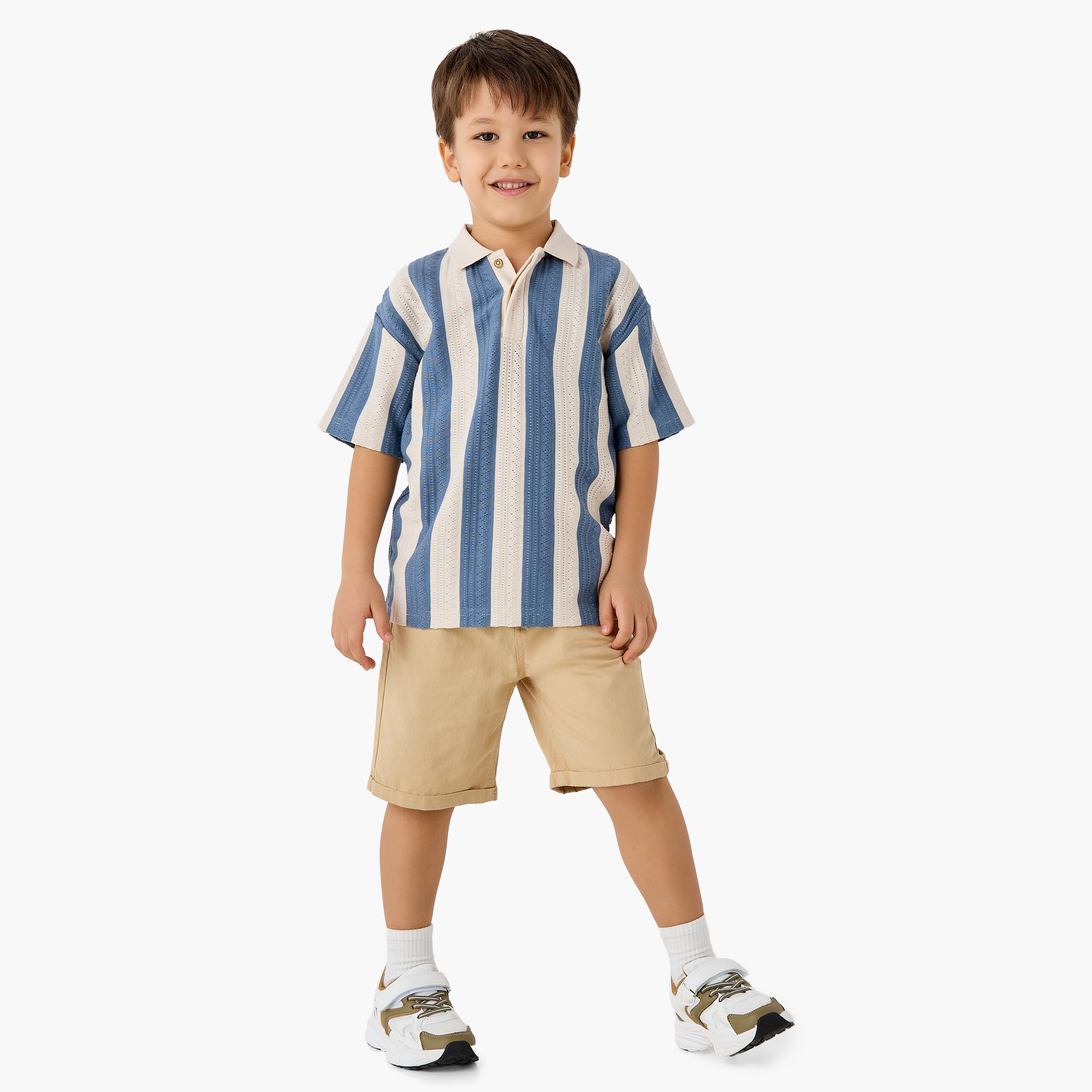 Eligo Polo Neck Short Sleeves T-shirt with Stripe Texture-boys-clothing-tshirtsandpolos-image-2