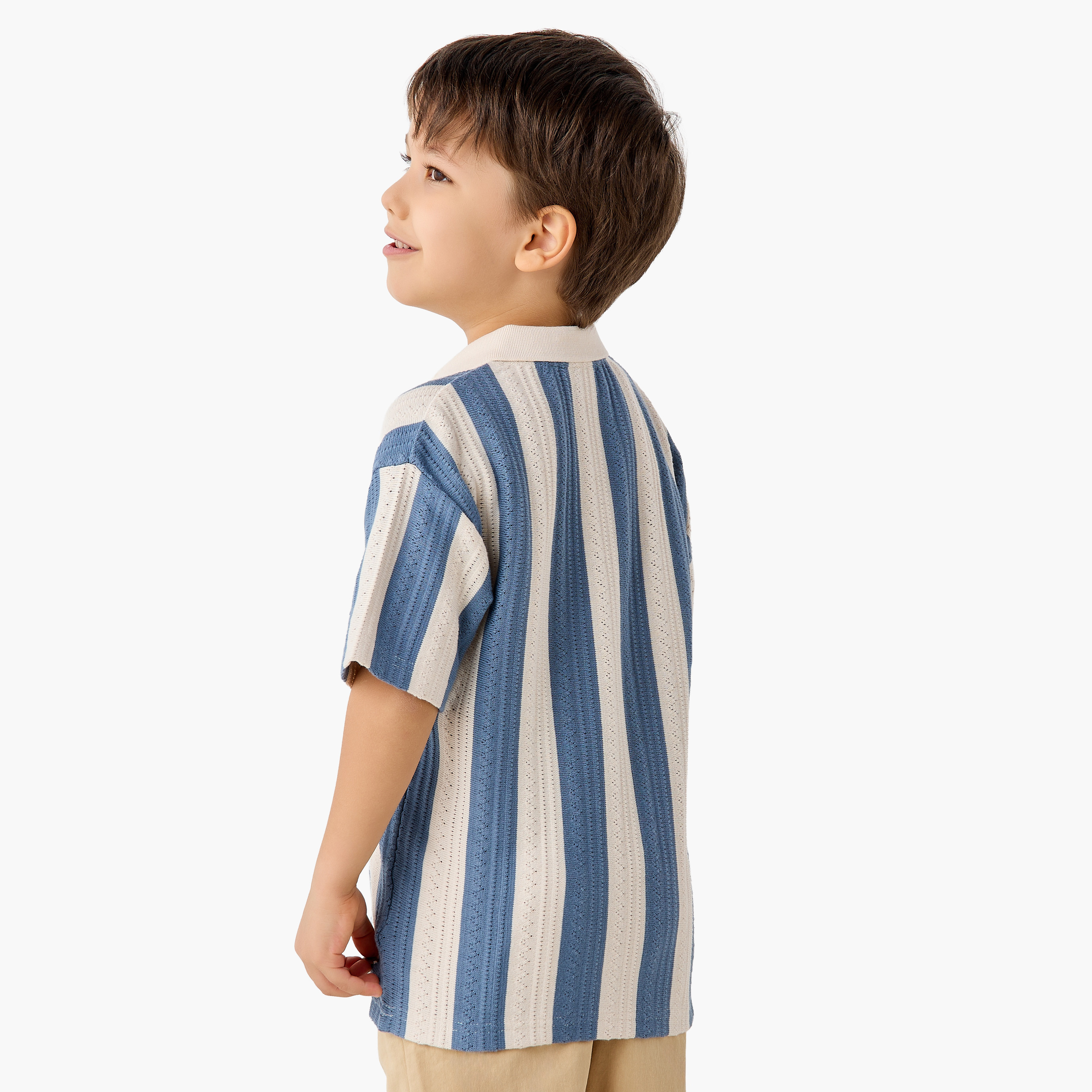 Eligo Polo Neck Short Sleeves T-shirt with Stripe Texture-boys-clothing-tshirtsandpolos-image-3