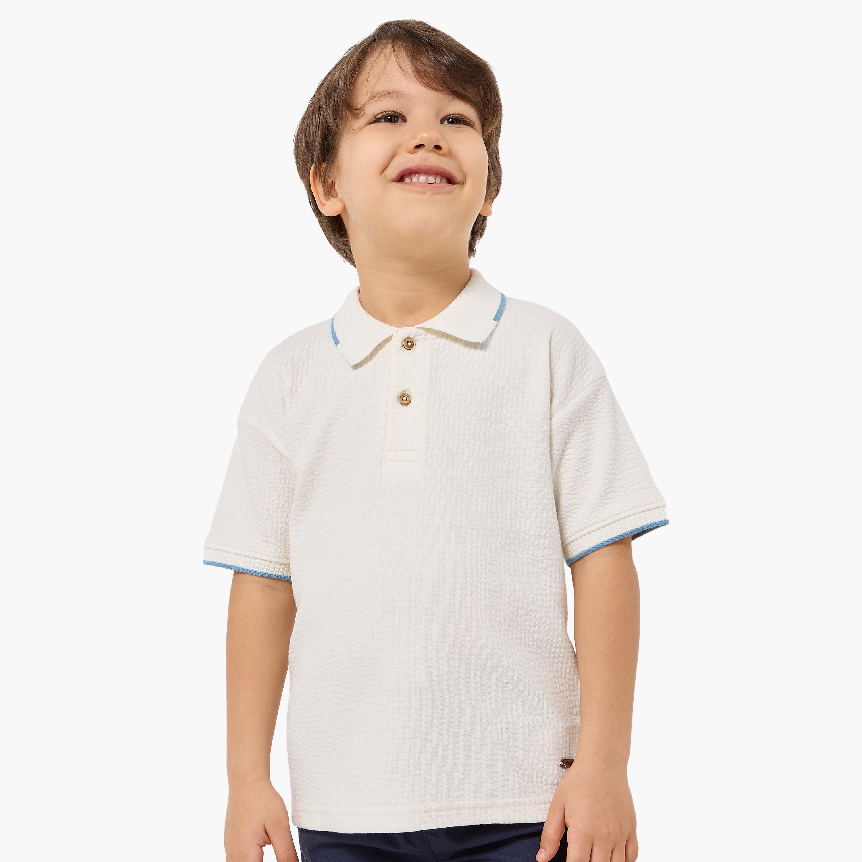 Eligo Collared Short Sleeve Polo T-shirt with Texture-boys-clothing-tshirtsandpolos-image-1