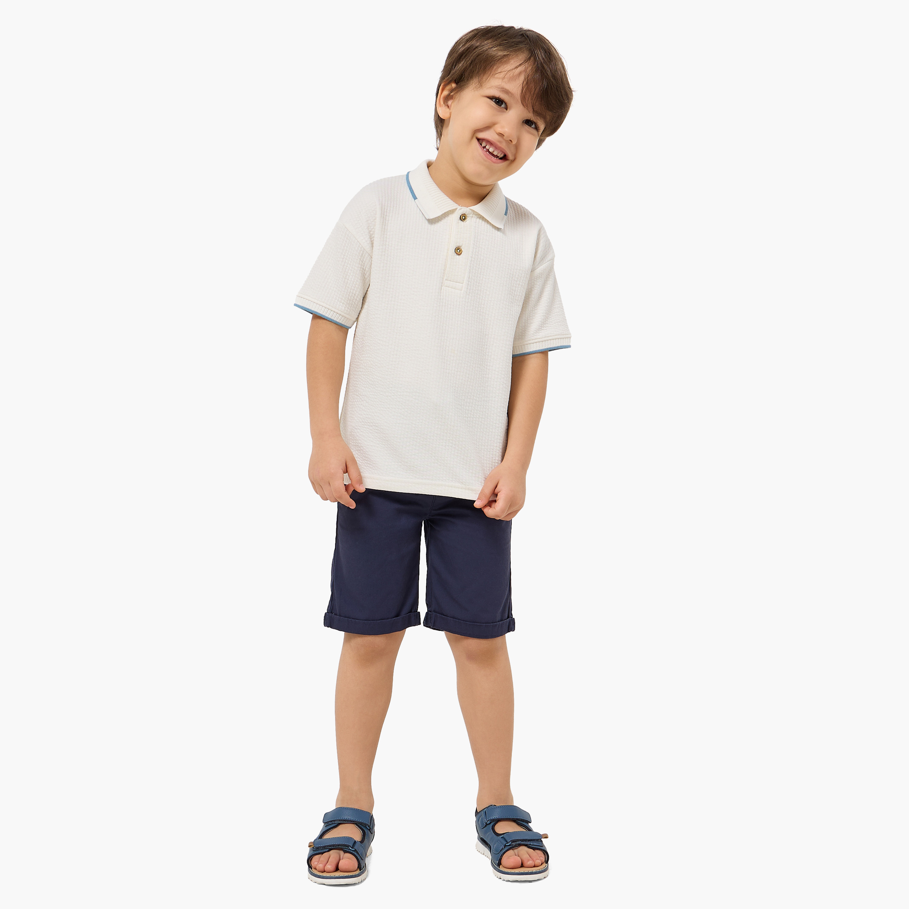 Eligo Collared Short Sleeve Polo T-shirt with Texture-boys-clothing-tshirtsandpolos-image-2