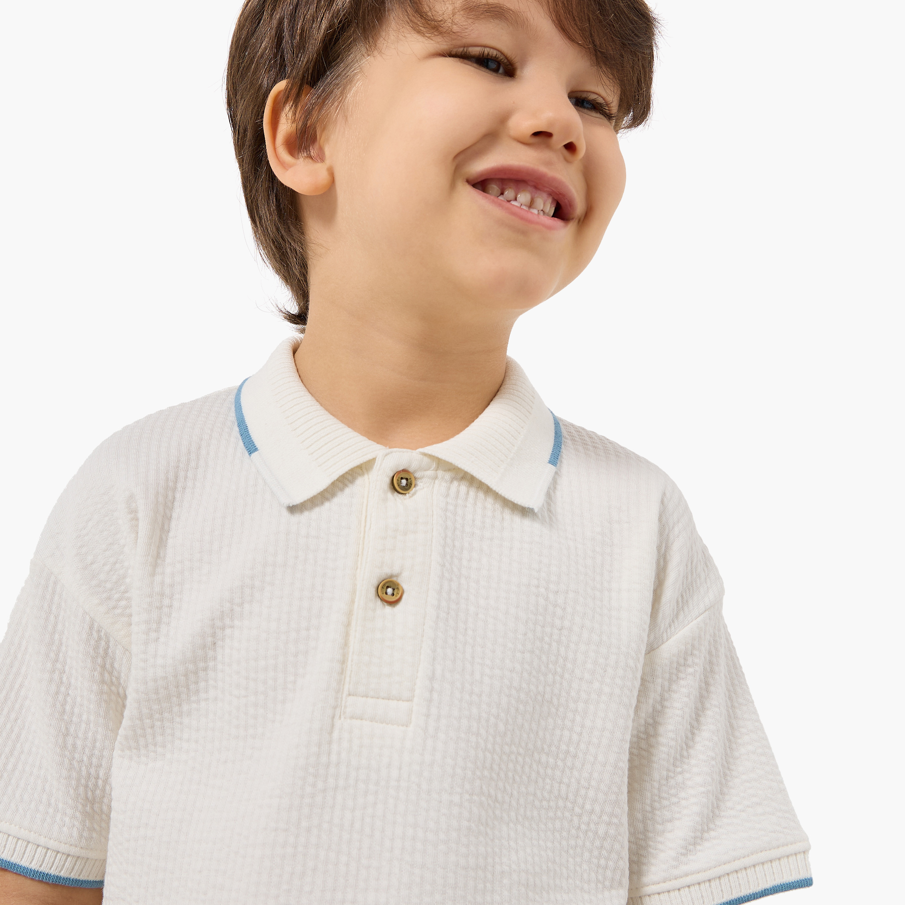 Eligo Collared Short Sleeve Polo T-shirt with Texture-boys-clothing-tshirtsandpolos-image-4