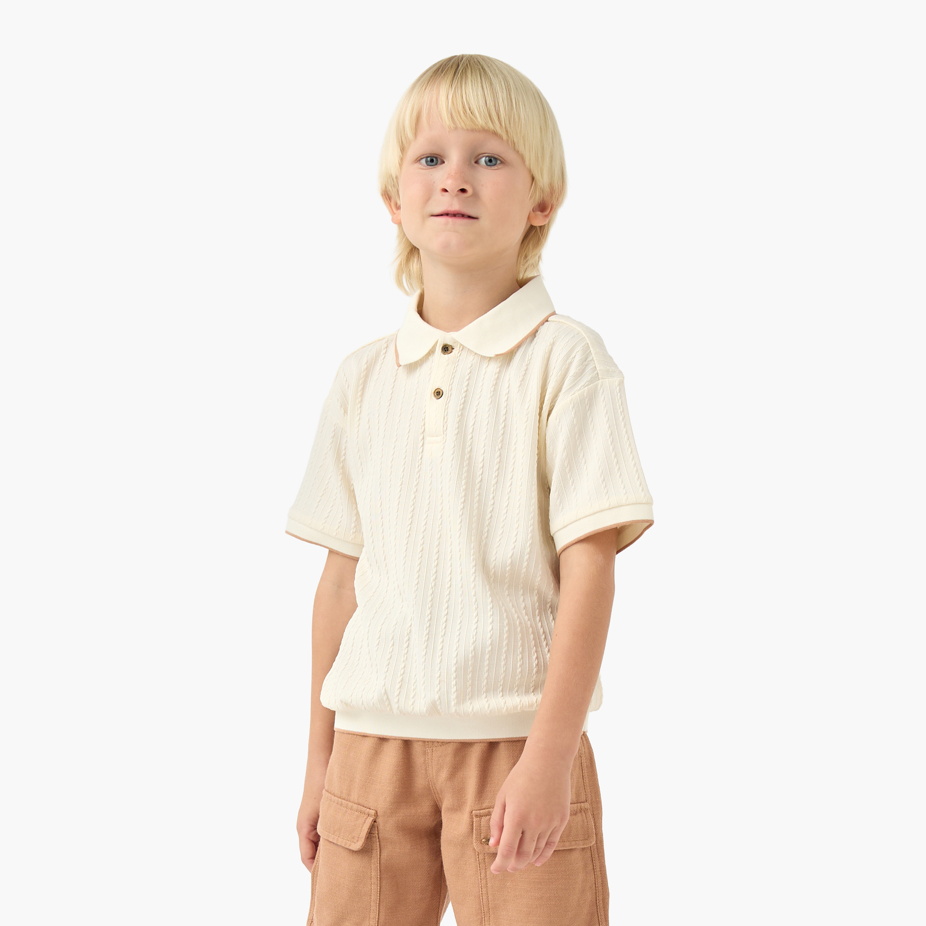Eligo Collared Short Sleeves Polo T-shirt with Textured Design-boys-clothing-tshirtsandpolos-image-1