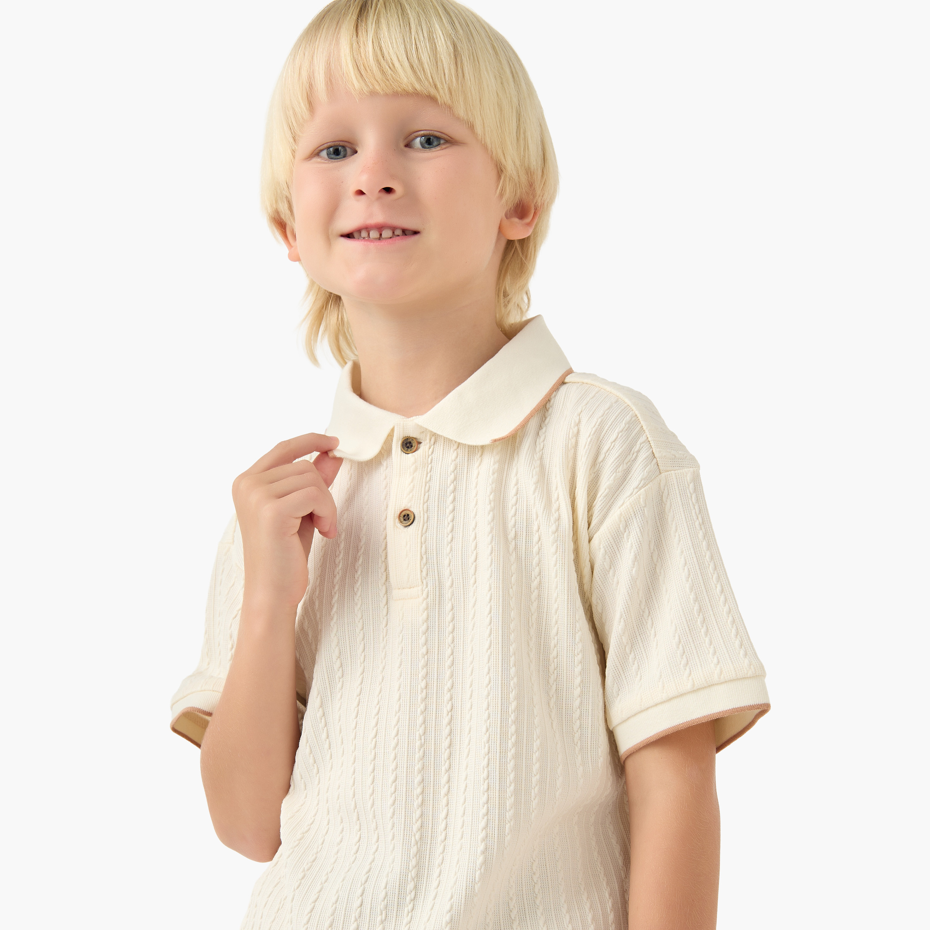 Eligo Collared Short Sleeves Polo T-shirt with Textured Design-boys-clothing-tshirtsandpolos-image-4
