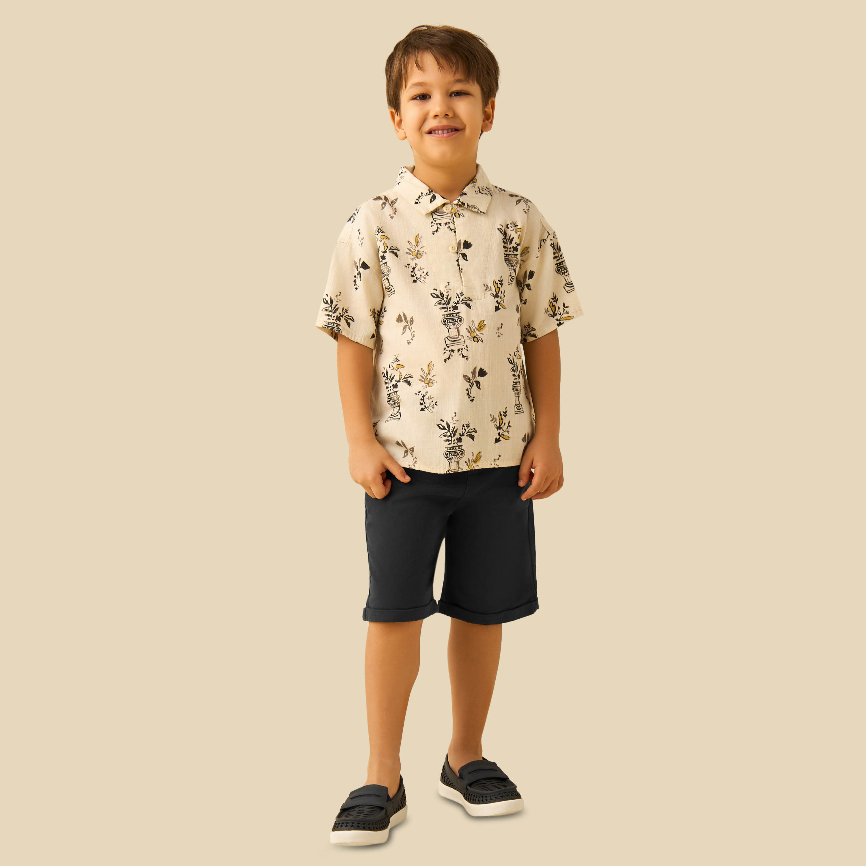 Eligo Short Sleeves Shirt with Floral Print-boys-clothing-shirts-image-2