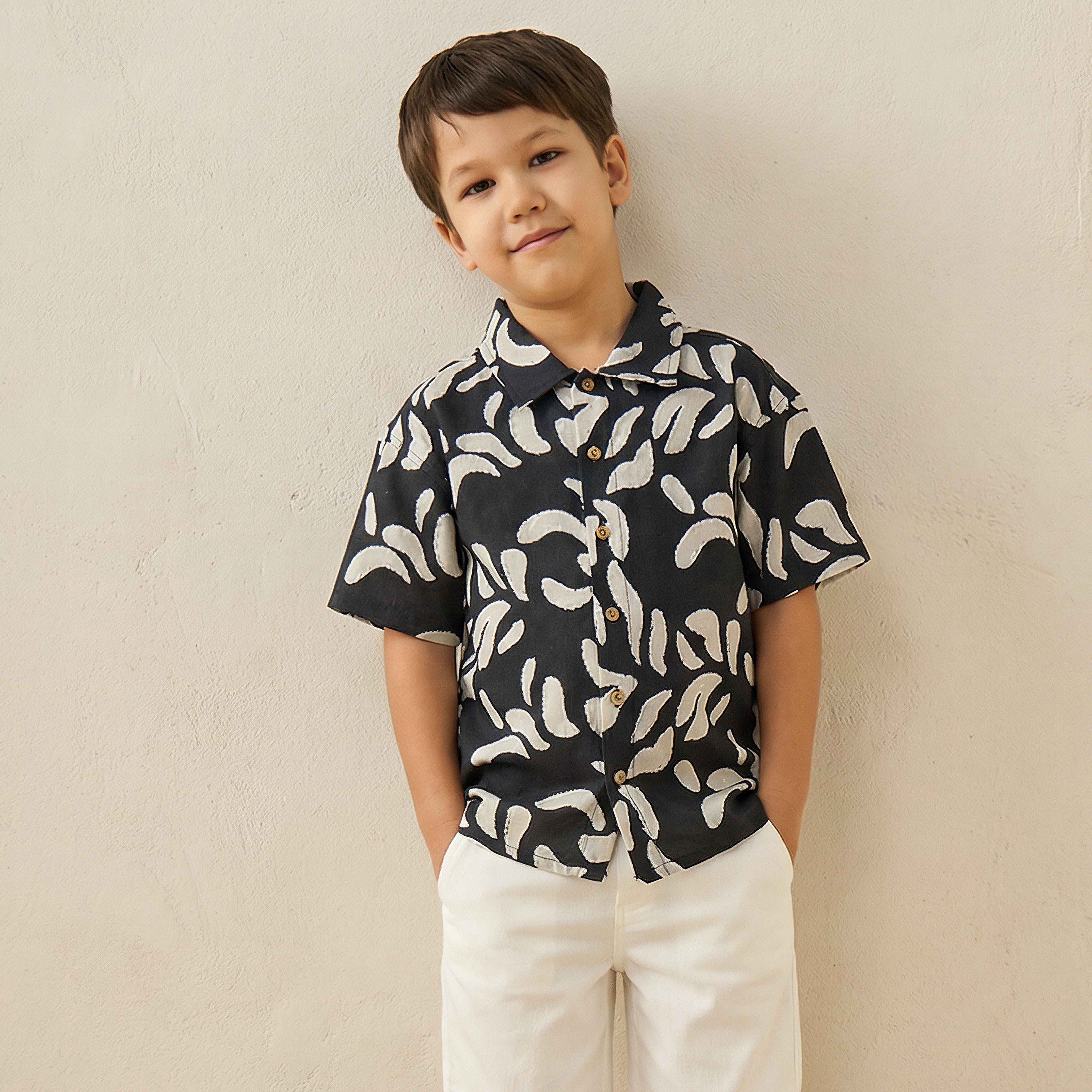 Eligo Short Sleeves Shirt with Abstract Embroidery-boys-clothing-shirts-image-1