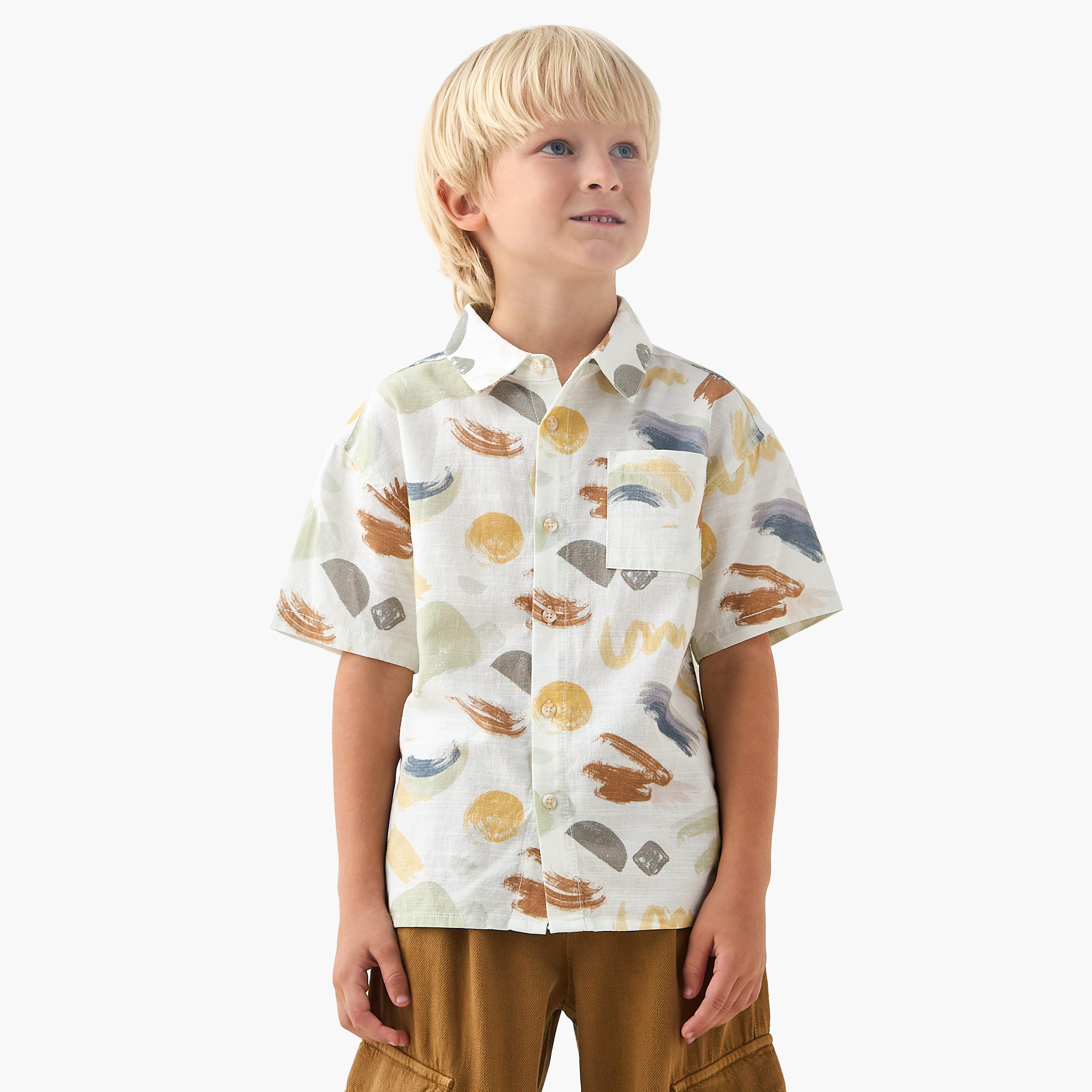 Eligo Short Sleeves Shirt with Abstract Print-boys-clothing-shirts-image-1