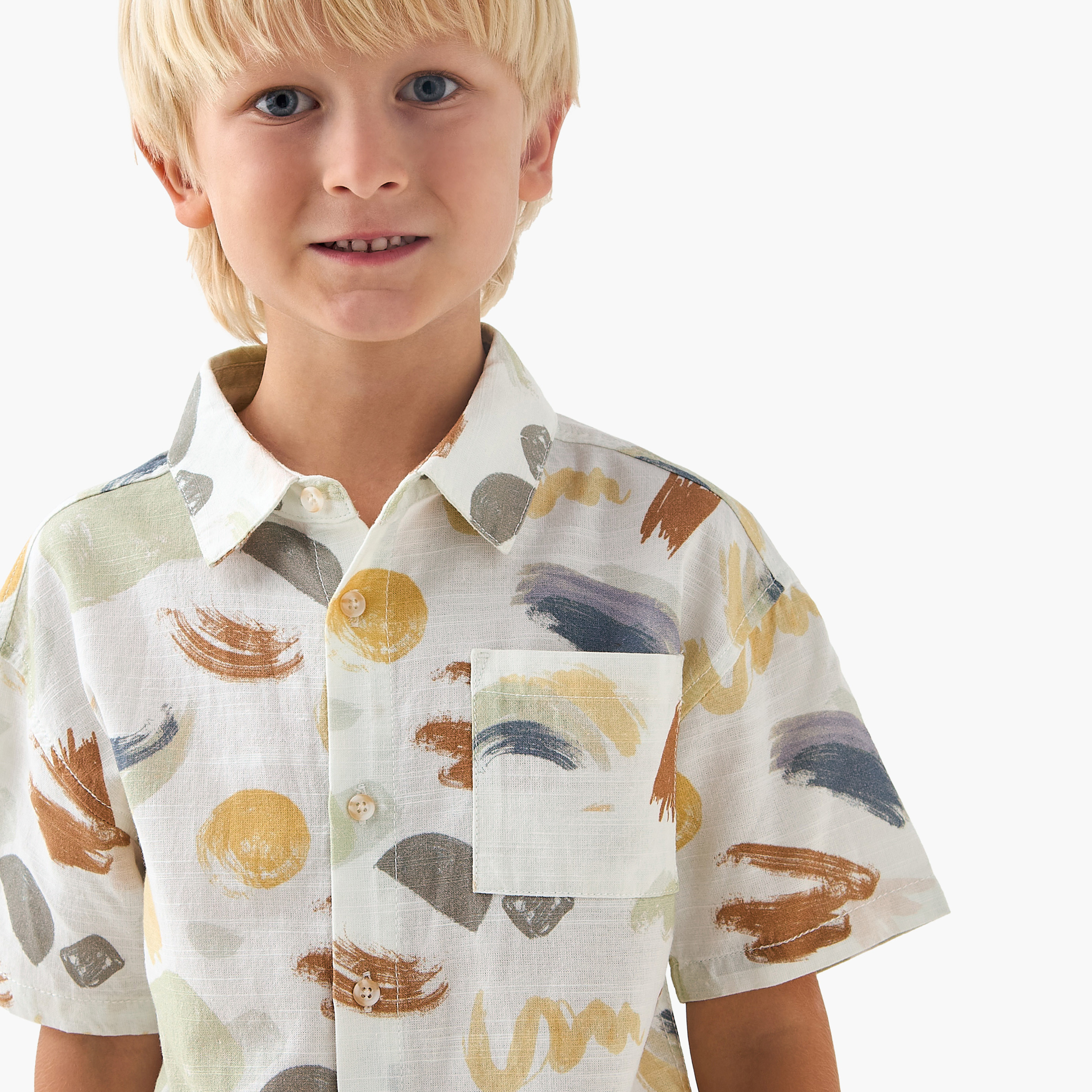 Eligo Short Sleeves Shirt with Abstract Print-boys-clothing-shirts-image-4