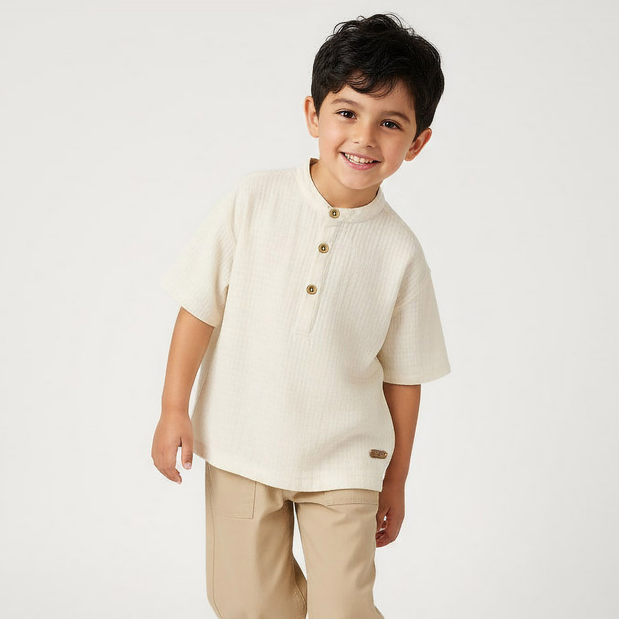 Eligo Collared Short Sleeves T-shirt with Texture-boys-clothing-tshirtsandpolos-image-1