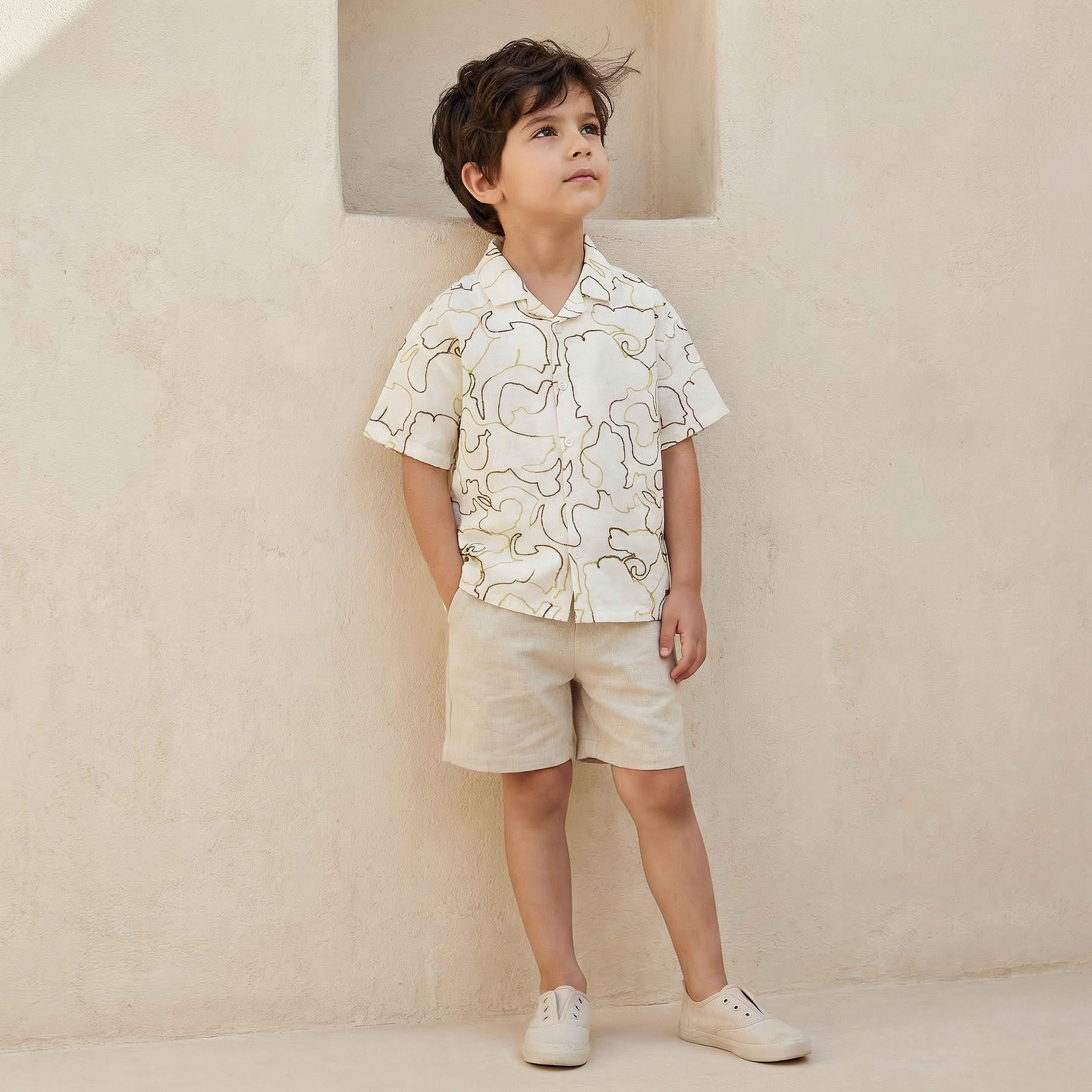 Eligo Short Sleeves Shirt with Floral Embroidery-boys-clothing-shirts-image-2
