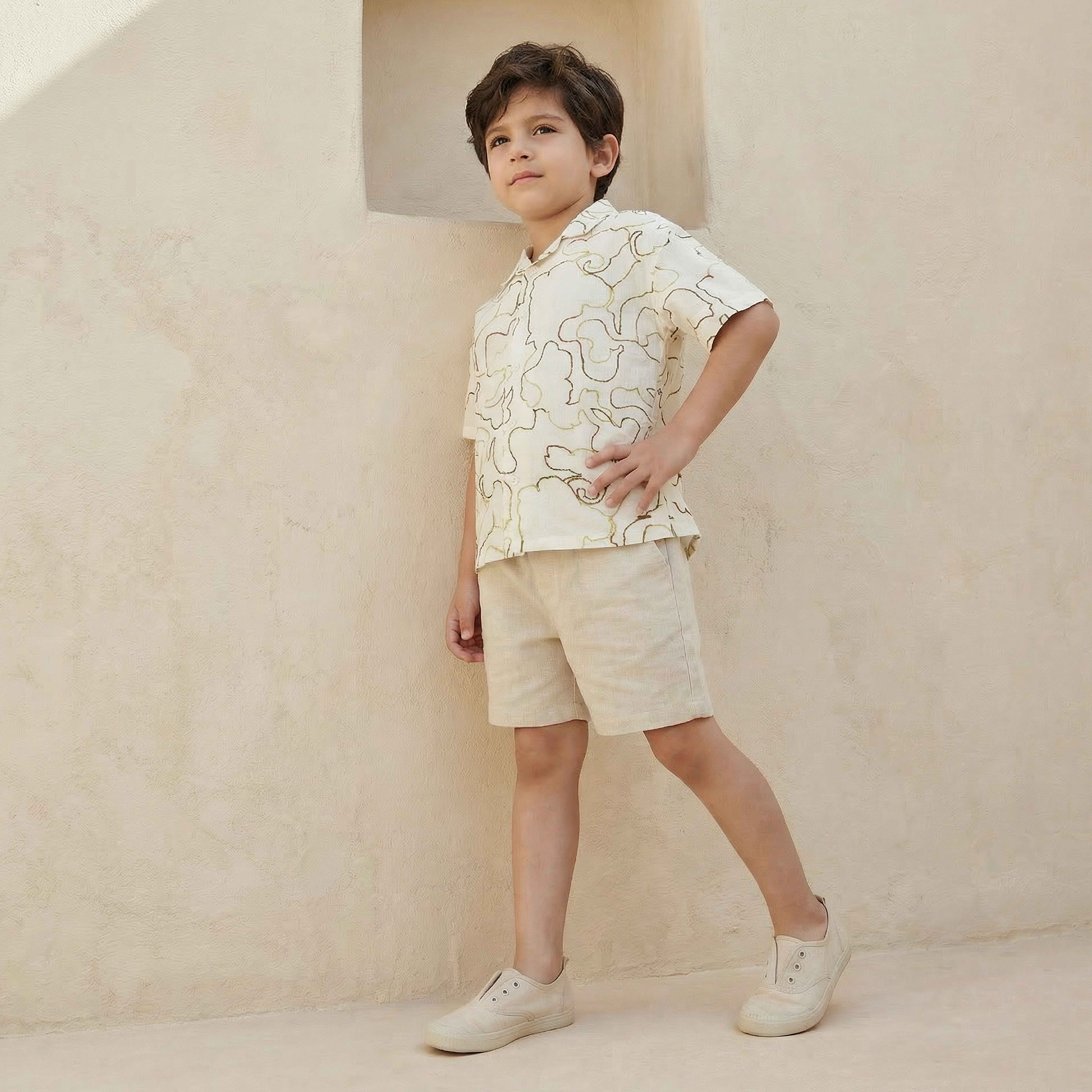 Eligo Short Sleeves Shirt with Floral Embroidery-boys-clothing-shirts-image-4