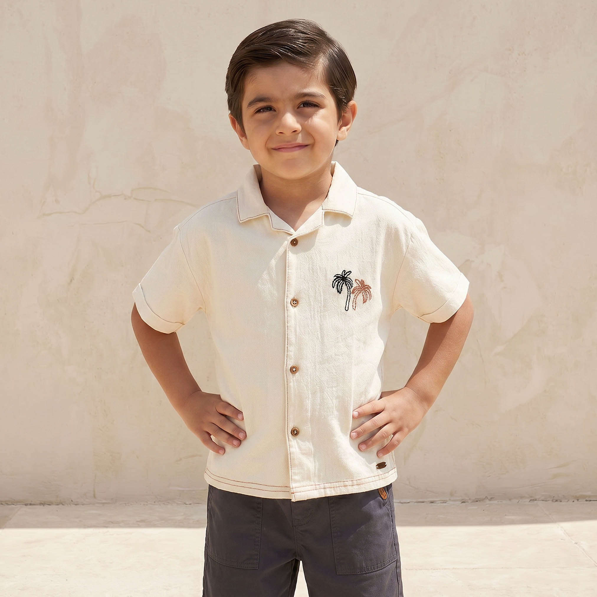 Eligo Short Sleeve Shirt with Palm Tree Embroidery-boys-clothing-shirts-image-1