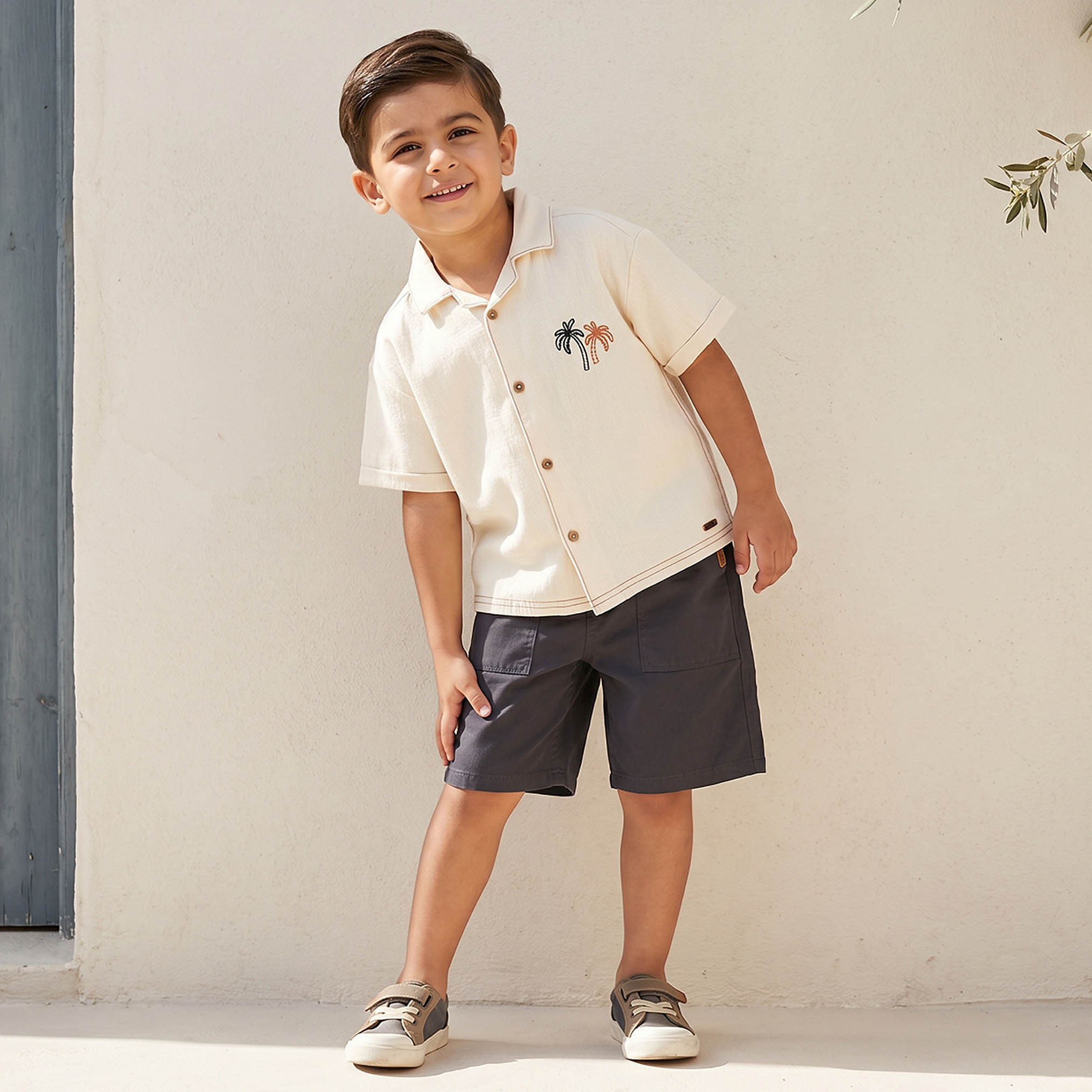Eligo Short Sleeve Shirt with Palm Tree Embroidery-boys-clothing-shirts-image-2
