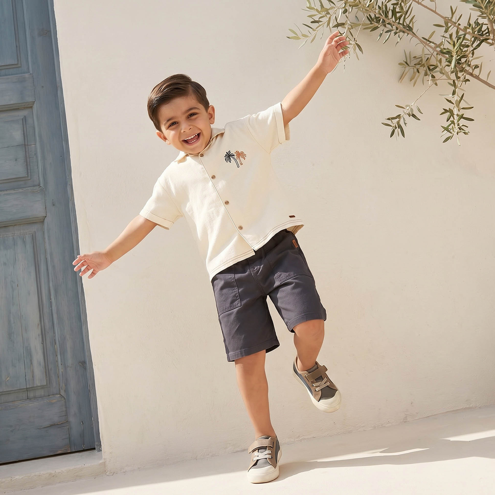 Eligo Short Sleeve Shirt with Palm Tree Embroidery-boys-clothing-shirts-image-5