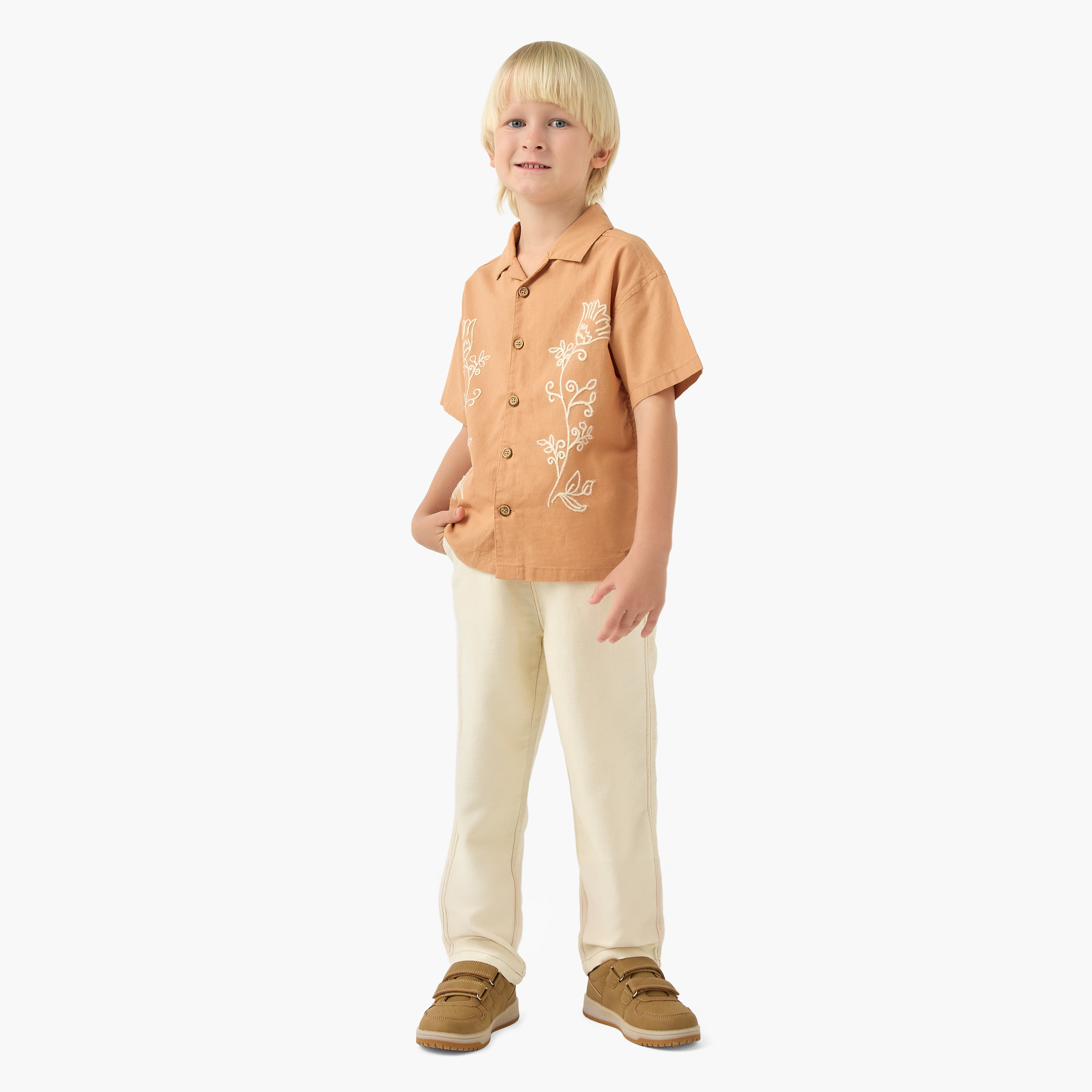 Eligo Short Sleeves Shirt with Floral Embroidery-boys-clothing-shirts-image-2