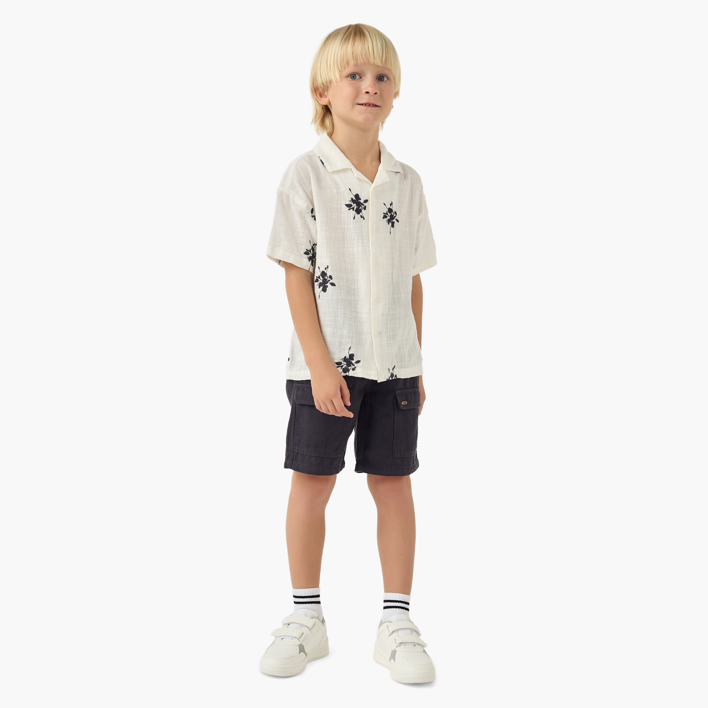 Eligo Short Sleeves Shirt with Floral Embroidery-boys-clothing-shirts-image-2