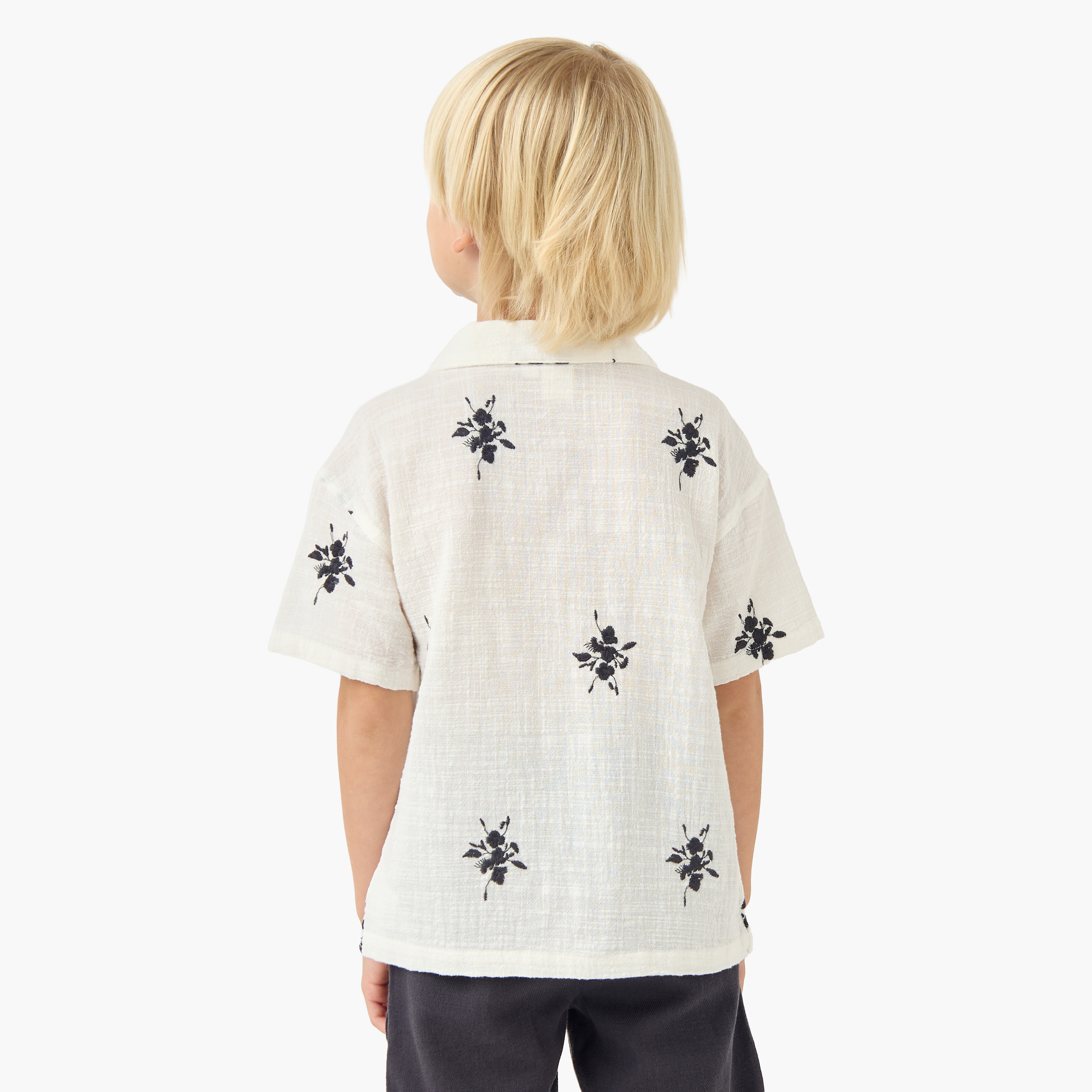 Eligo Short Sleeves Shirt with Floral Embroidery-boys-clothing-shirts-image-3