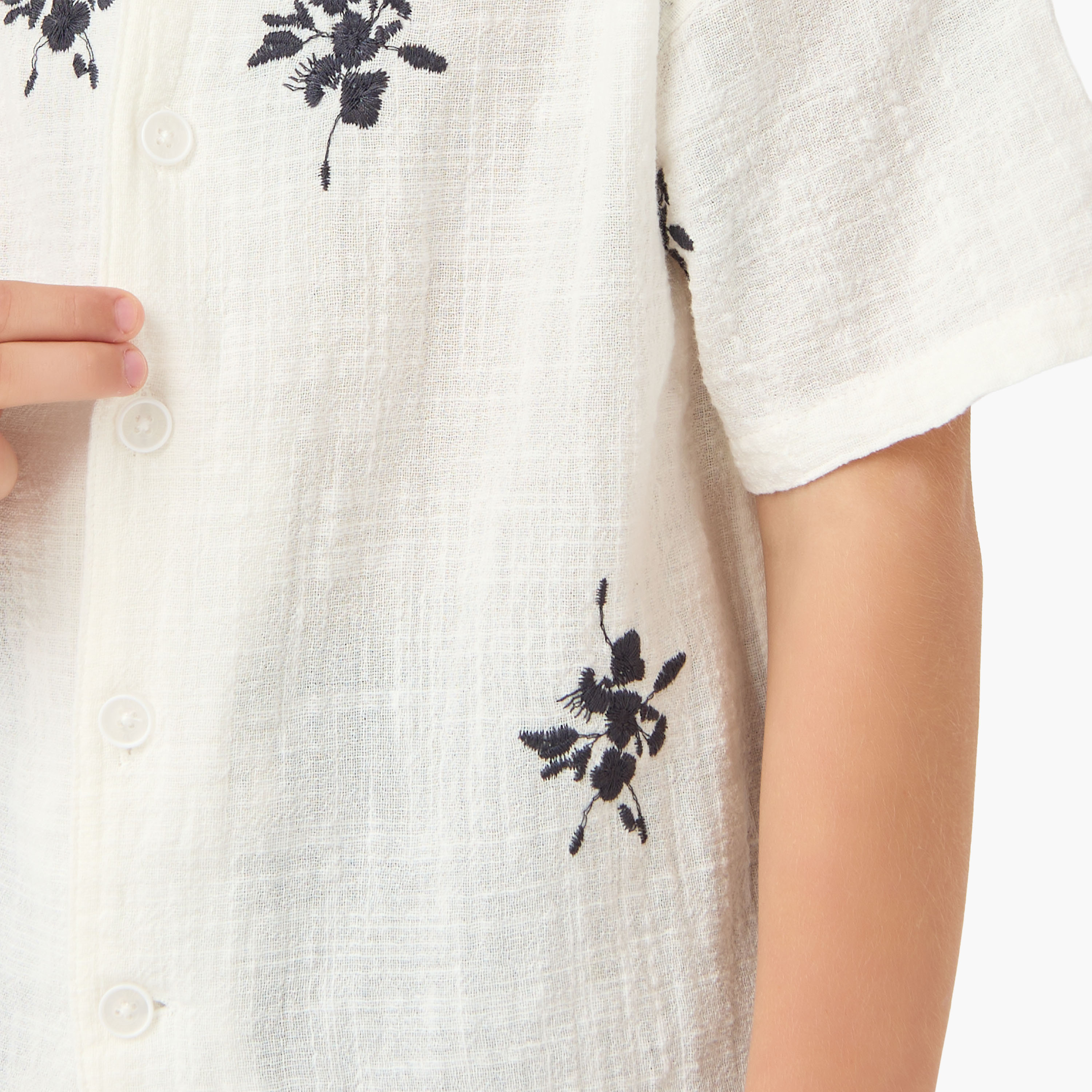 Eligo Short Sleeves Shirt with Floral Embroidery-boys-clothing-shirts-image-5