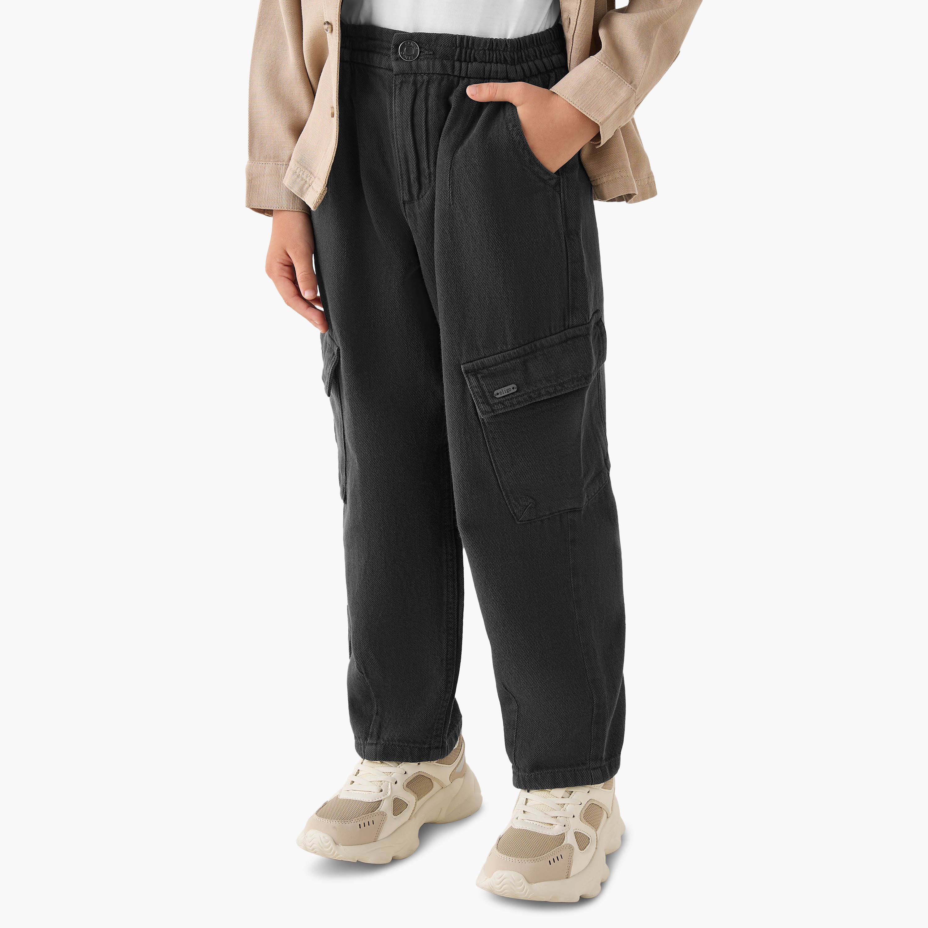 Eligo Regular Fit Trousers with Cargo Pockets. Elastic Waist-boys-clothing-bottoms-trousers-image-1