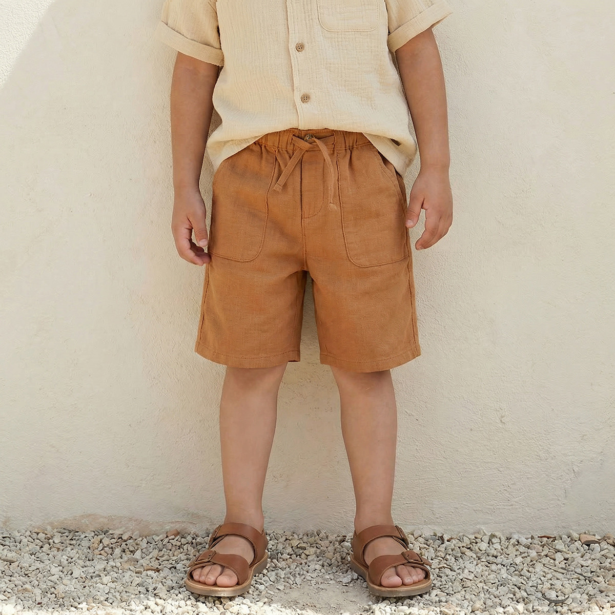 Eligo Knee Length Drawstring Waist Shorts with Pockets-baby-boys-clothing-bottoms-shorts-image-1
