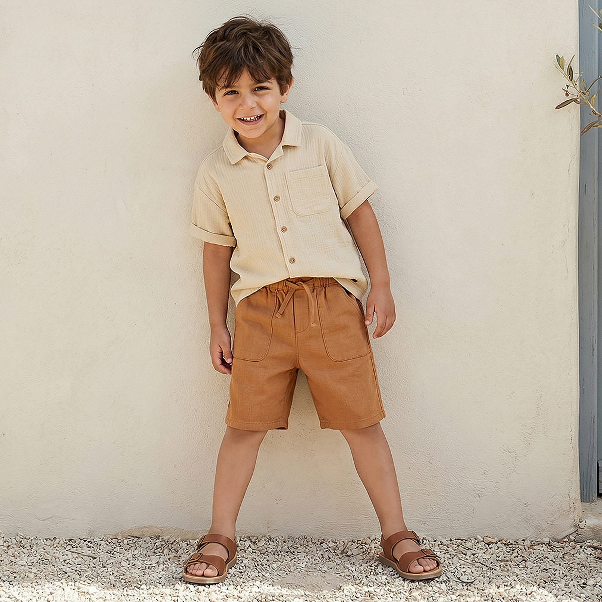 Eligo Knee Length Drawstring Waist Shorts with Pockets-baby-boys-clothing-bottoms-shorts-image-2