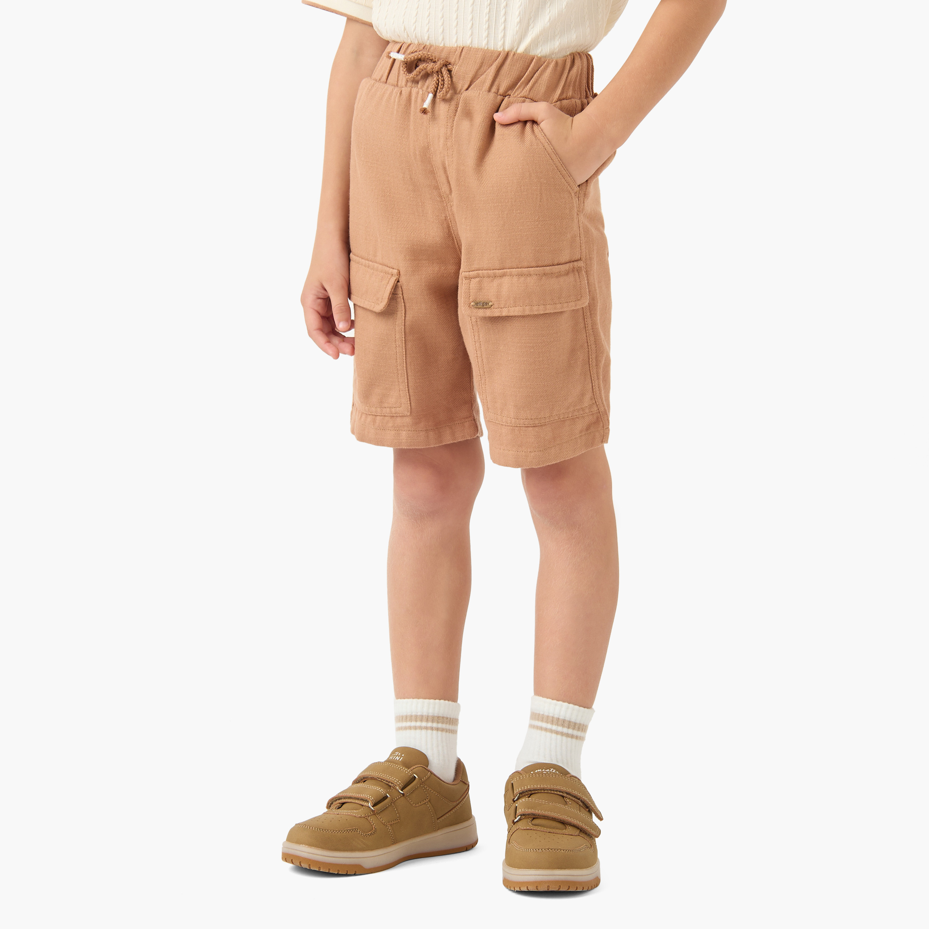 Eligo Drawstring Waist Shorts with Cargo Pockets-boys-clothing-bottoms-shorts-image-1