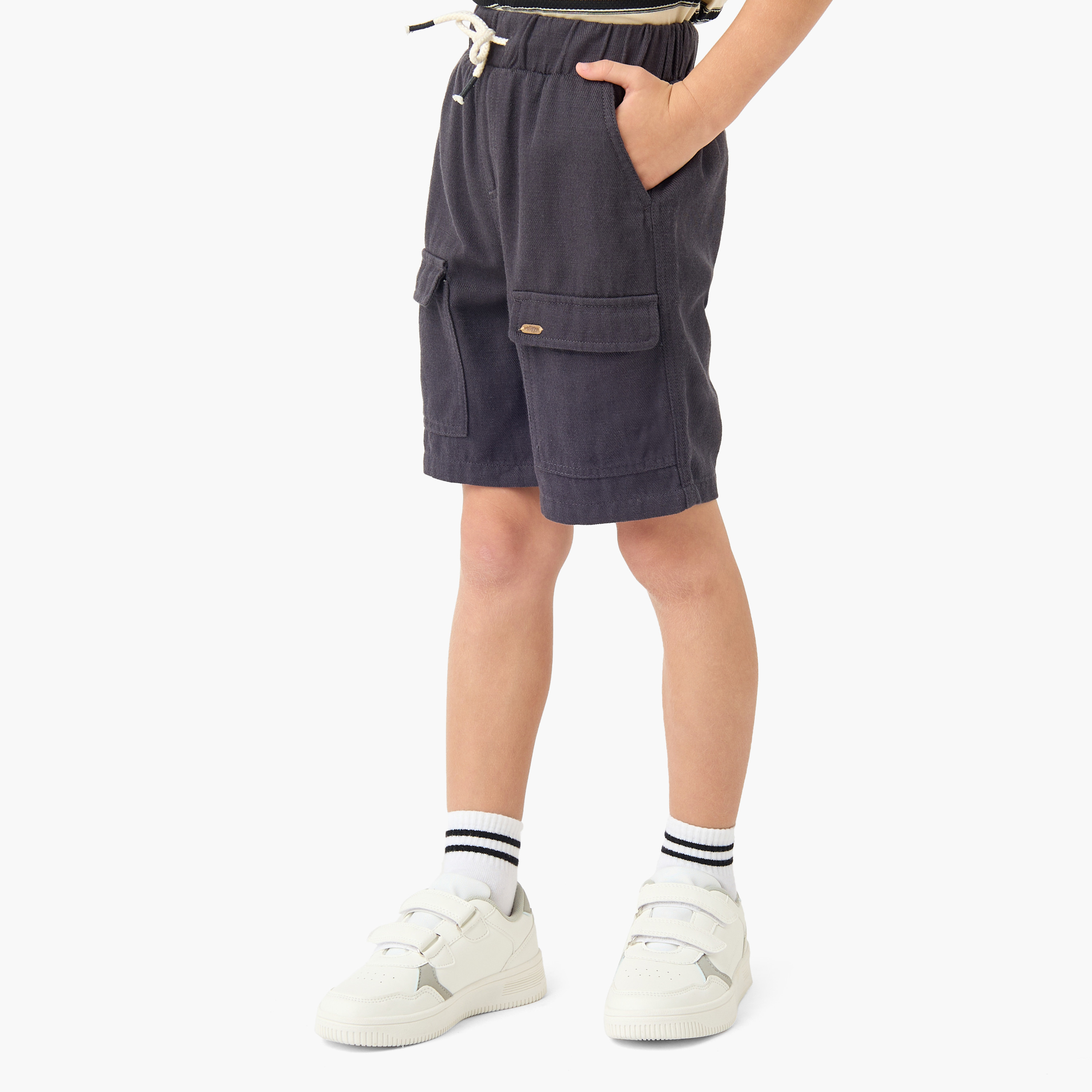 Eligo Drawstring Waist Shorts with Cargo Pockets-boys-clothing-bottoms-shorts-image-1