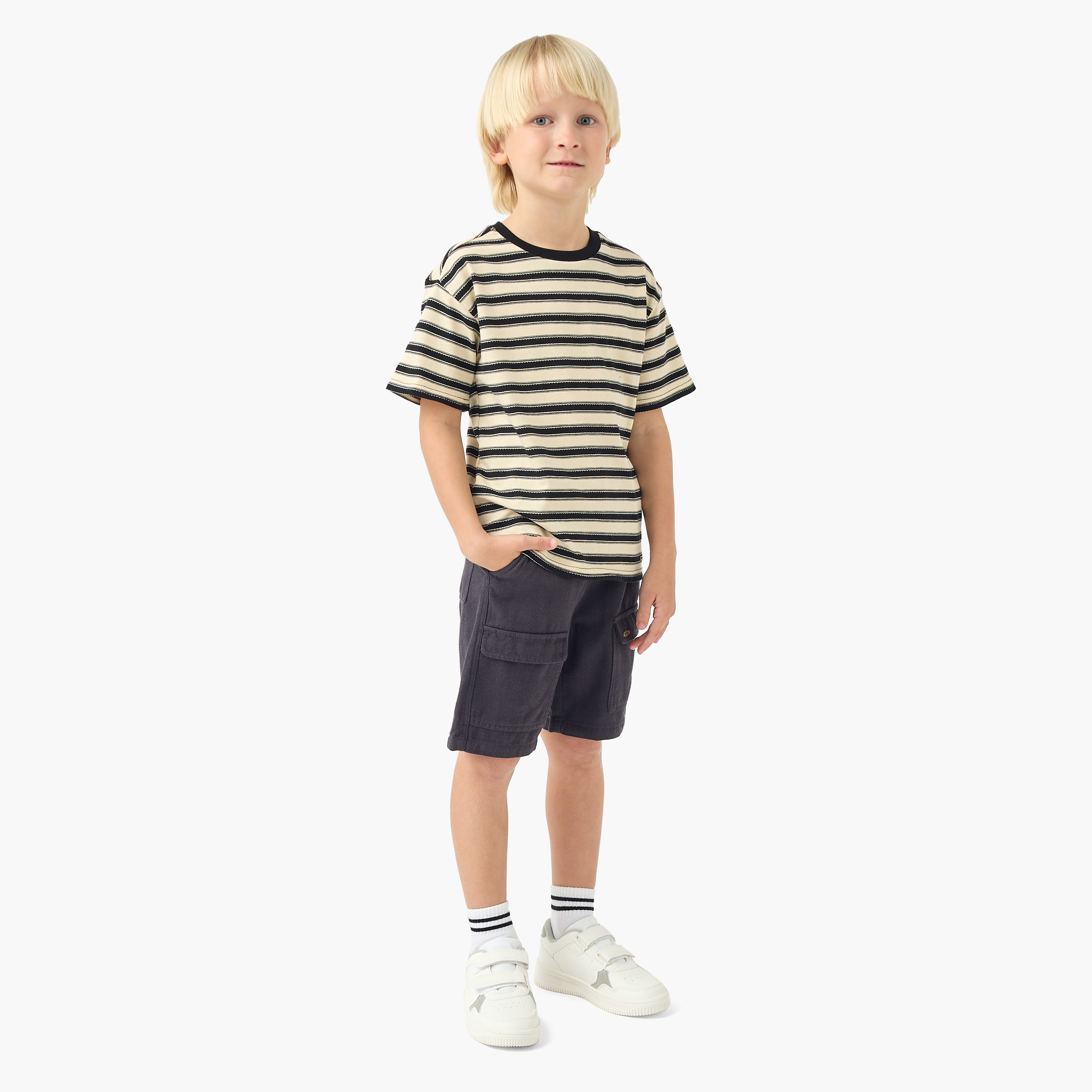 Eligo Drawstring Waist Shorts with Cargo Pockets-boys-clothing-bottoms-shorts-image-2