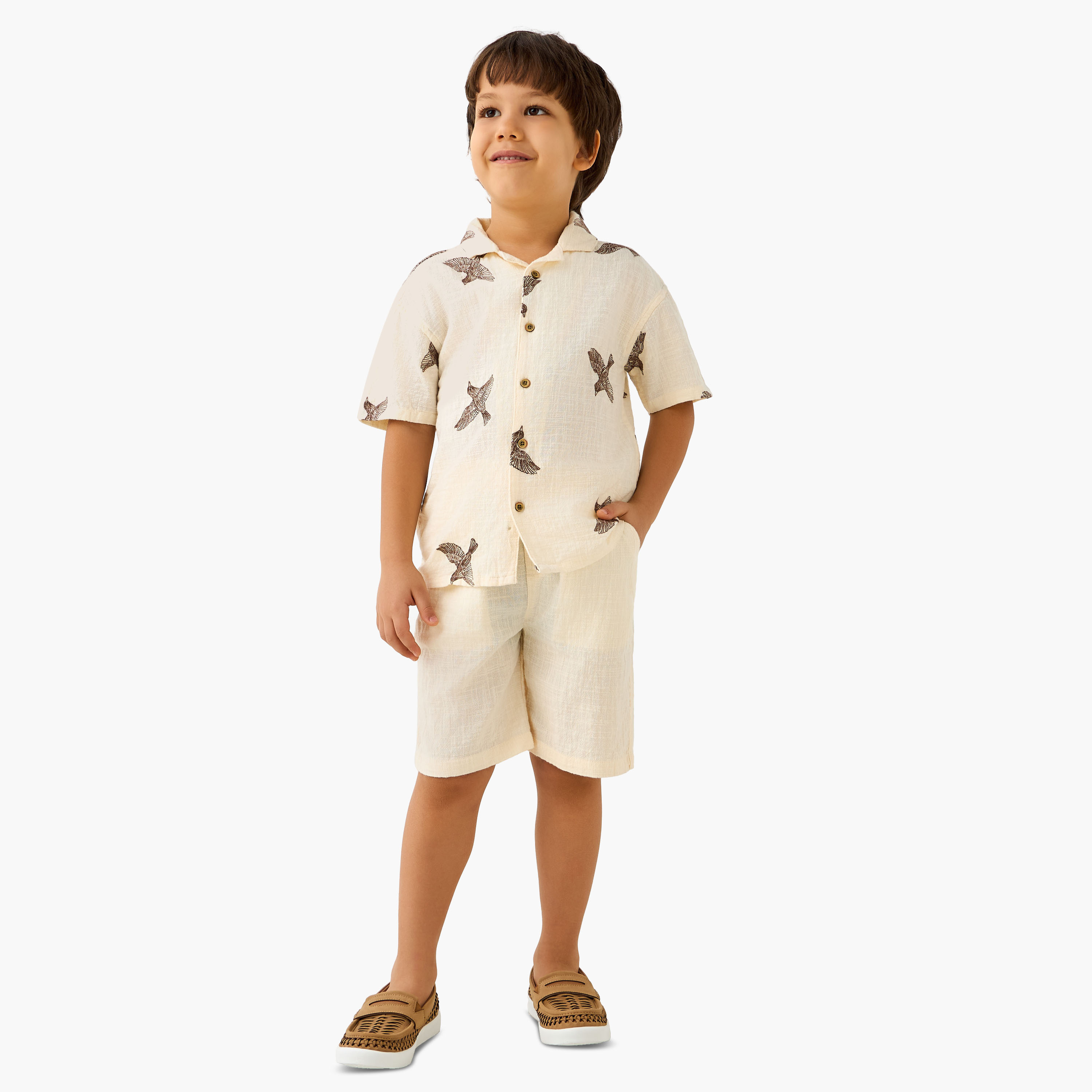 Eligo Collared Neck Short Sleeve Shirt and Shorts Set with Pockets-baby-boys-clothing-setsandcoords-image-1