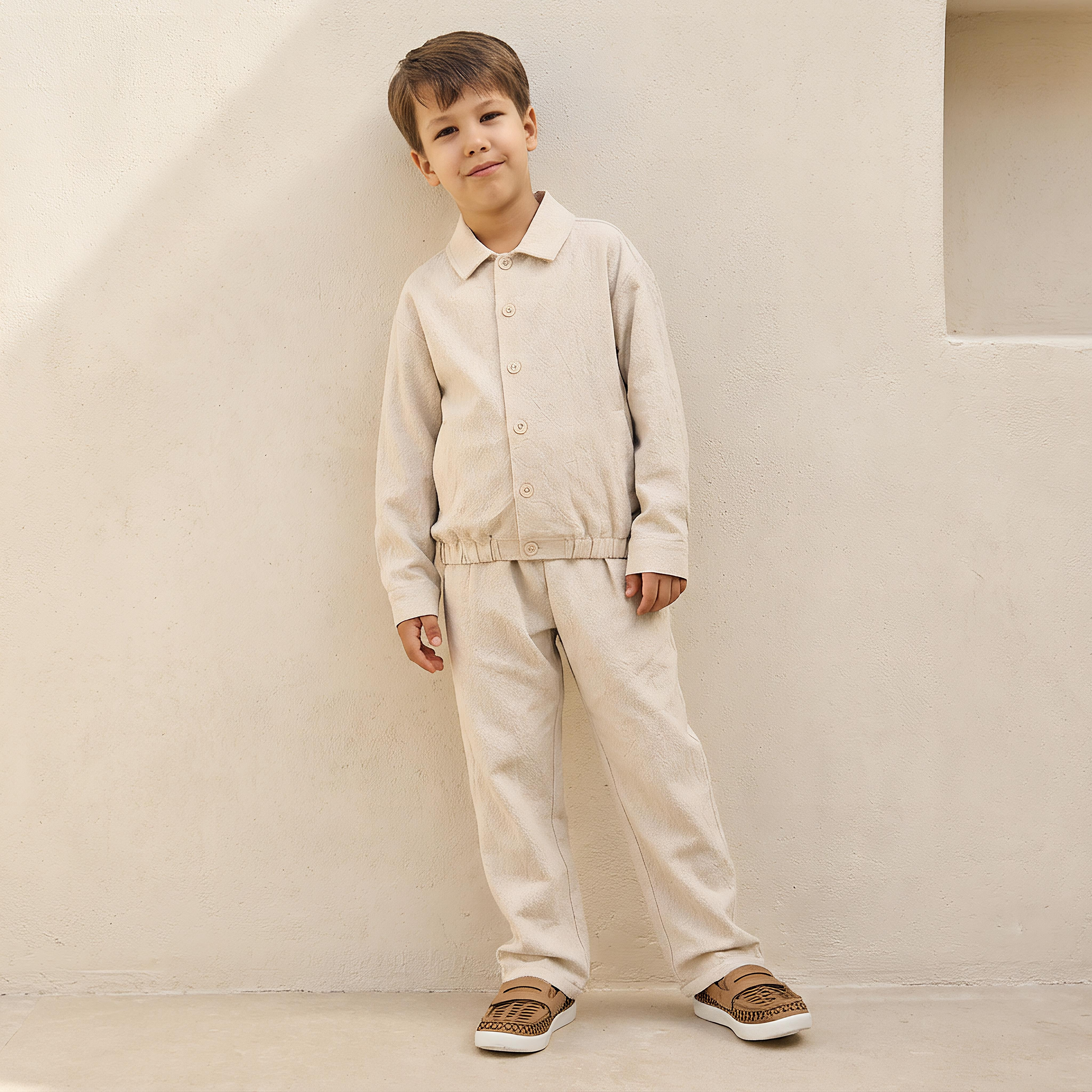 طقم بنطلون بارز الملمس وقميص بياقة عادية وأكمام طويلة من إليجو-baby-boys-clothing-winterwear-setsandcoords-image-6