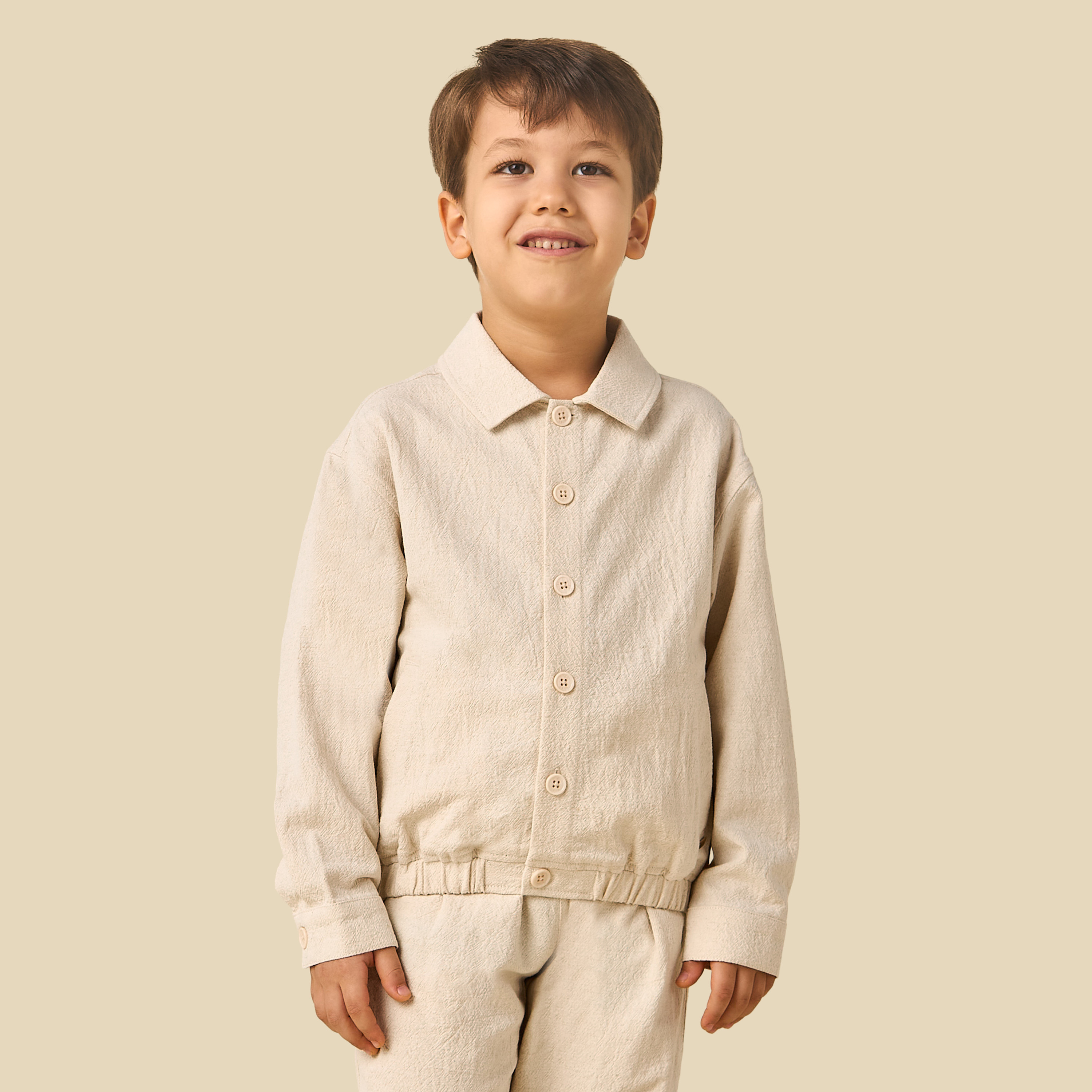 طقم بنطلون بارز الملمس وقميص بياقة عادية وأكمام طويلة من إليجو-baby-boys-clothing-winterwear-setsandcoords-image-5