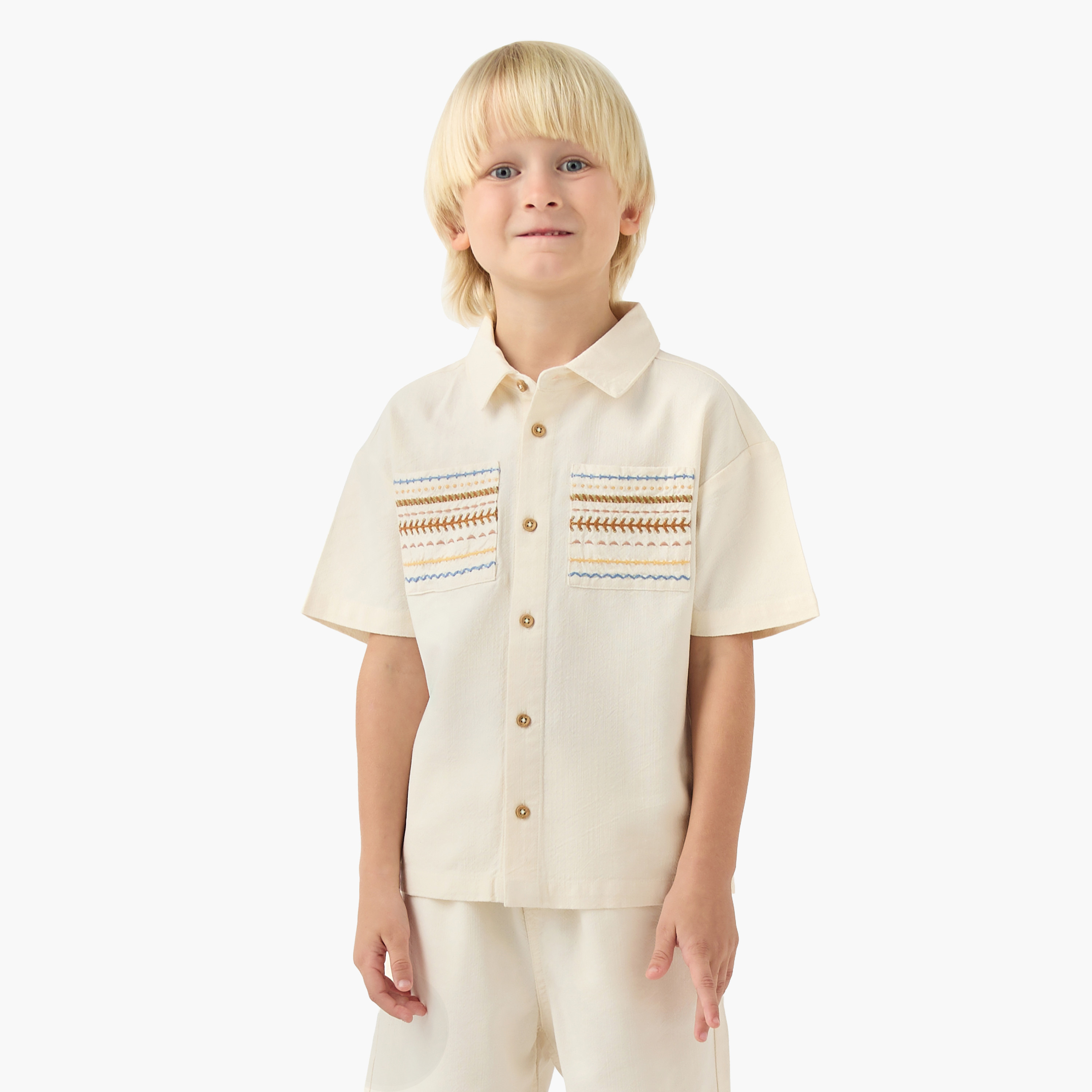 Eligo Collared Short Sleeves Shirt and Shorts Set with Embroidery-boys-clothing-setsandcoords-image-2