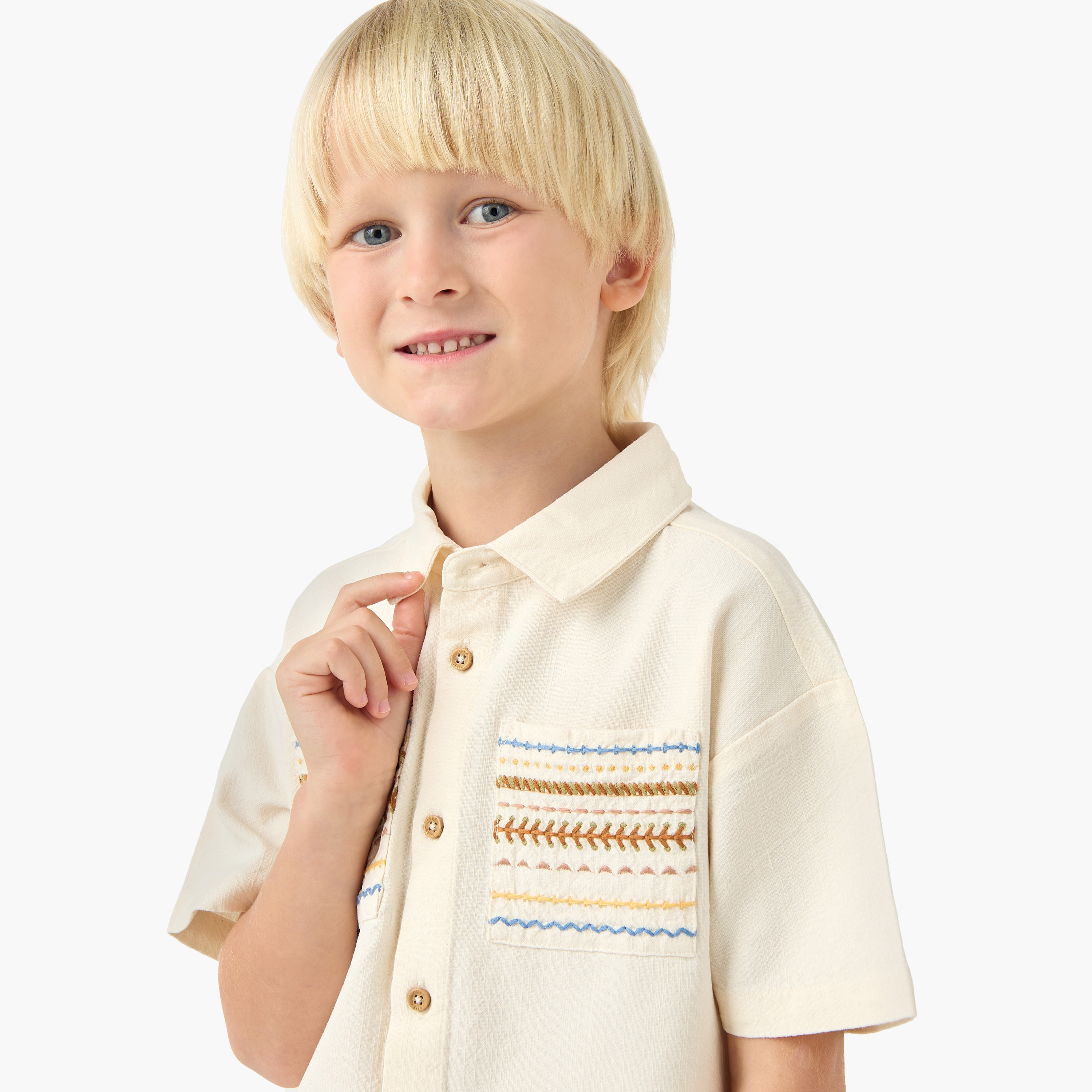 Eligo Collared Short Sleeves Shirt and Shorts Set with Embroidery-boys-clothing-setsandcoords-image-5