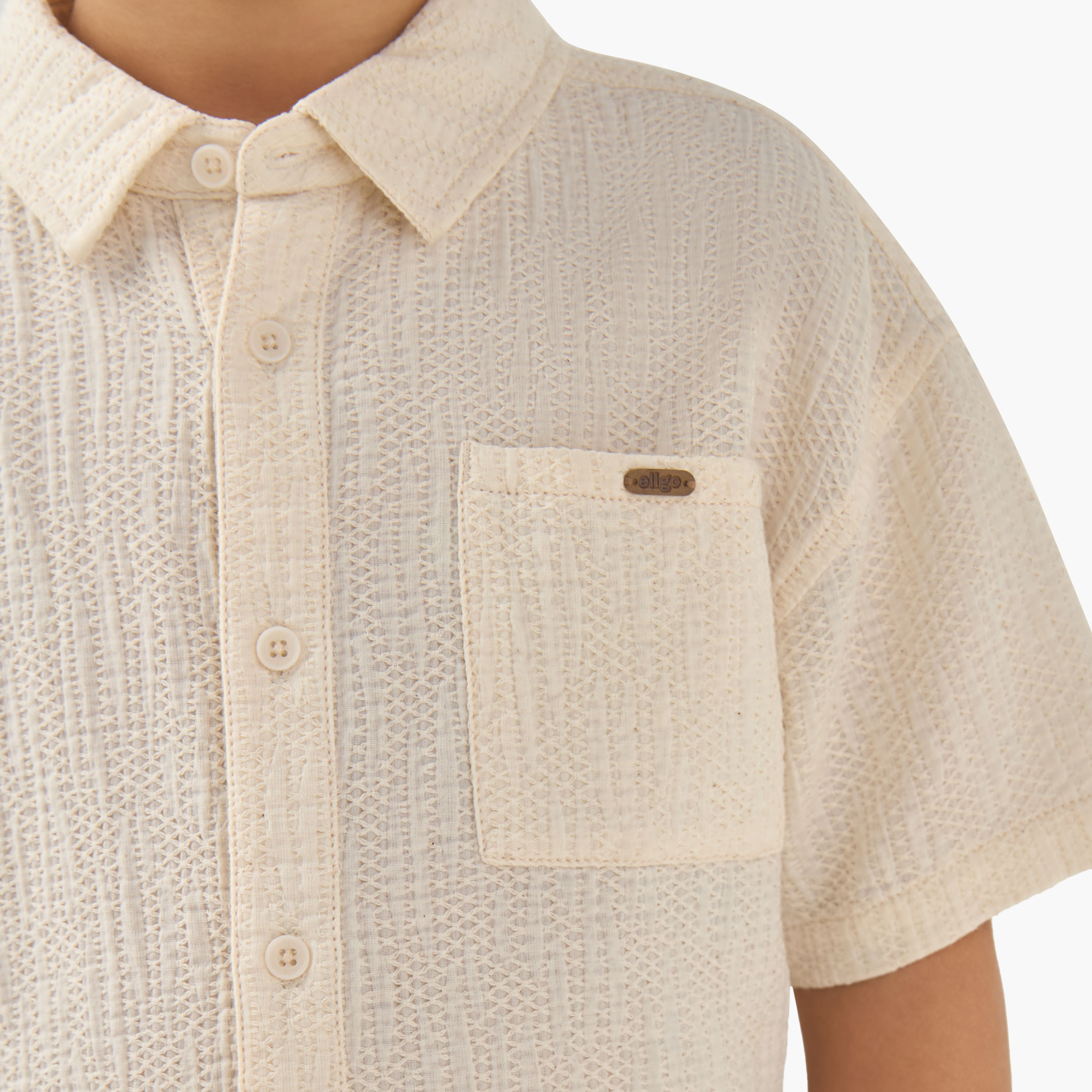 طقم قميص بياقة وأكمام قصيرة وشورت برباط خصر من إليجو-baby-boys-clothing-setsandcoords-image-2