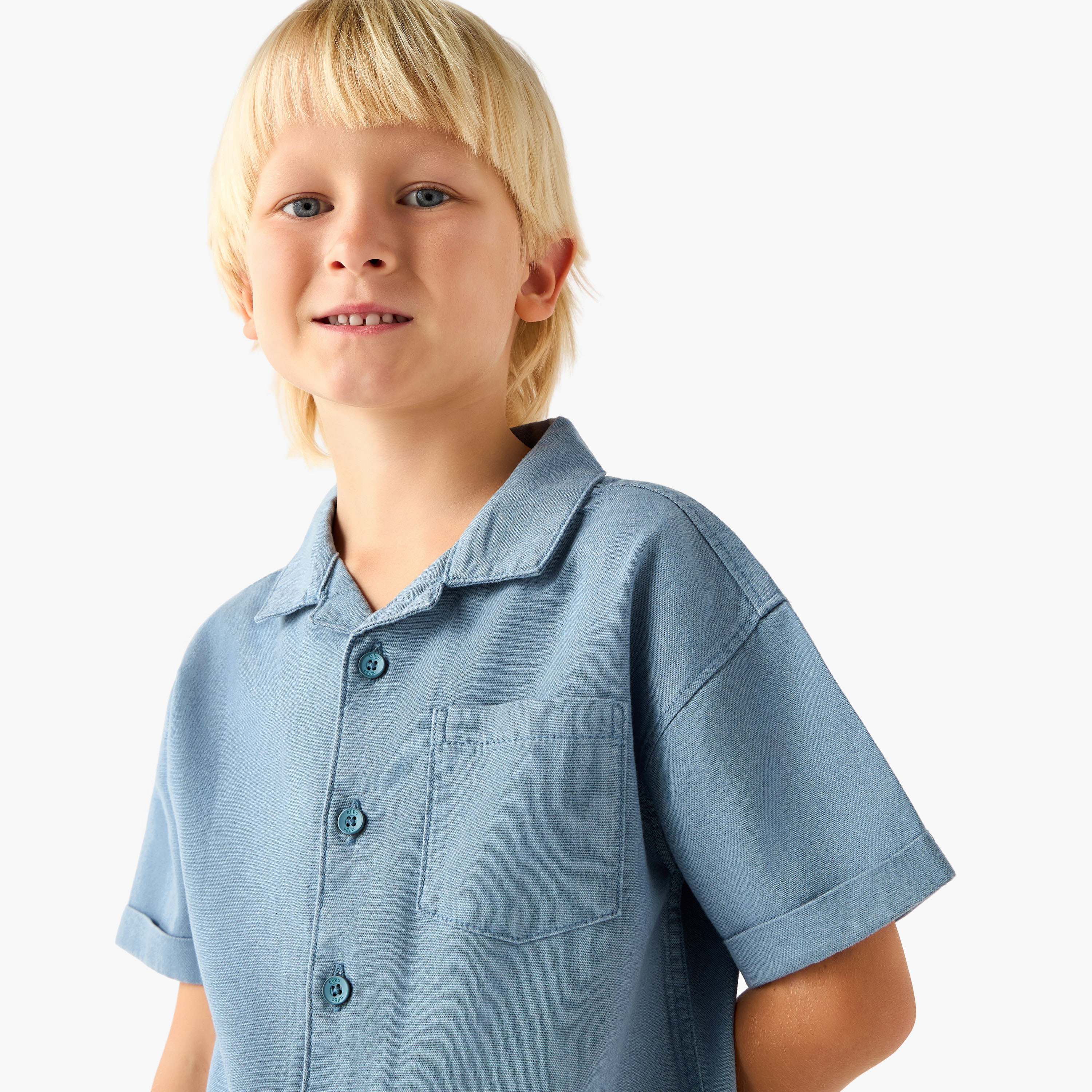 Eligo Collared Short Sleeves Shirt and Shorts Set with Textured Design-boys-clothing-setsandcoords-image-5