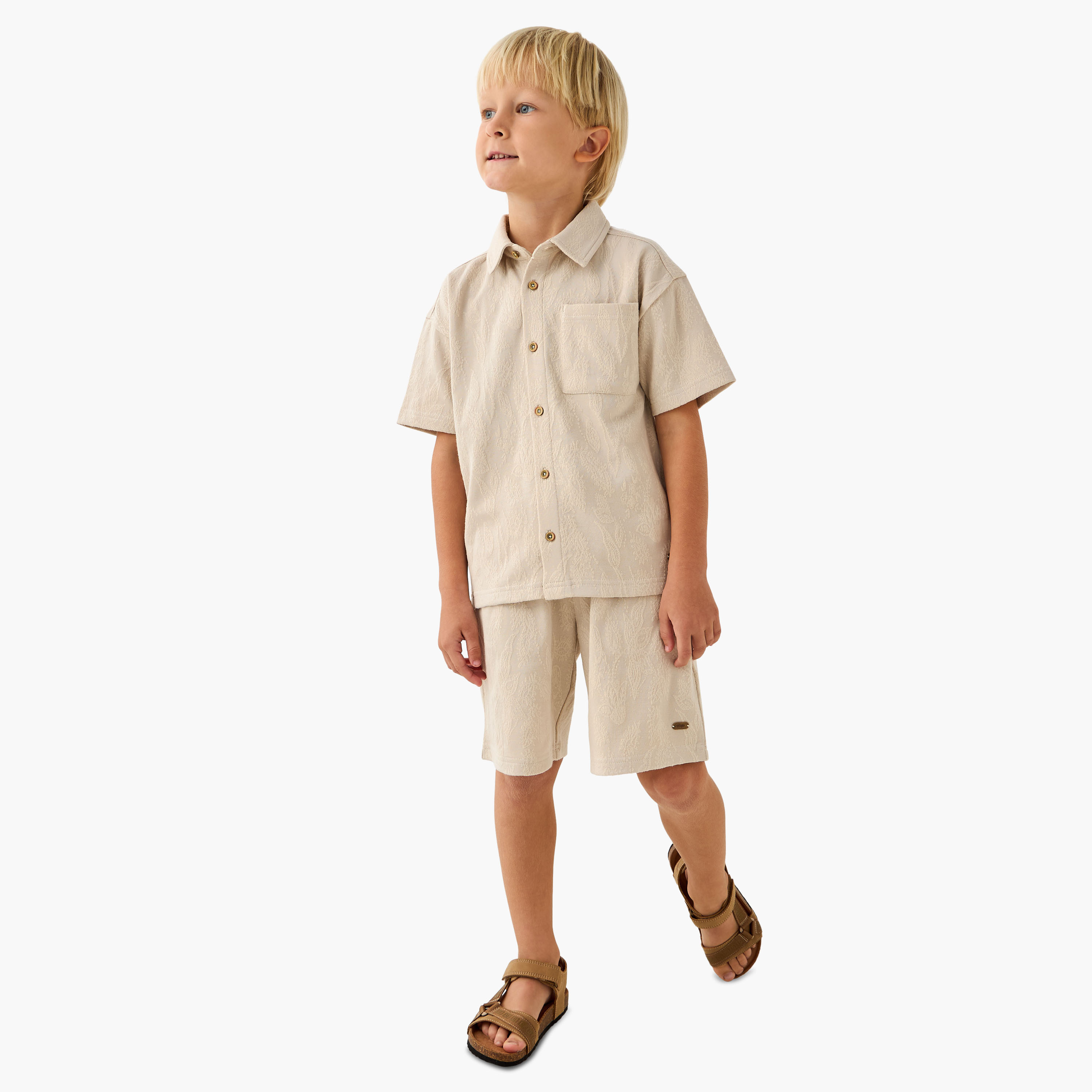 Eligo Collared Short Sleeve Shirt and Shorts Set with Pockets-boys-clothing-setsandcoords-image-1