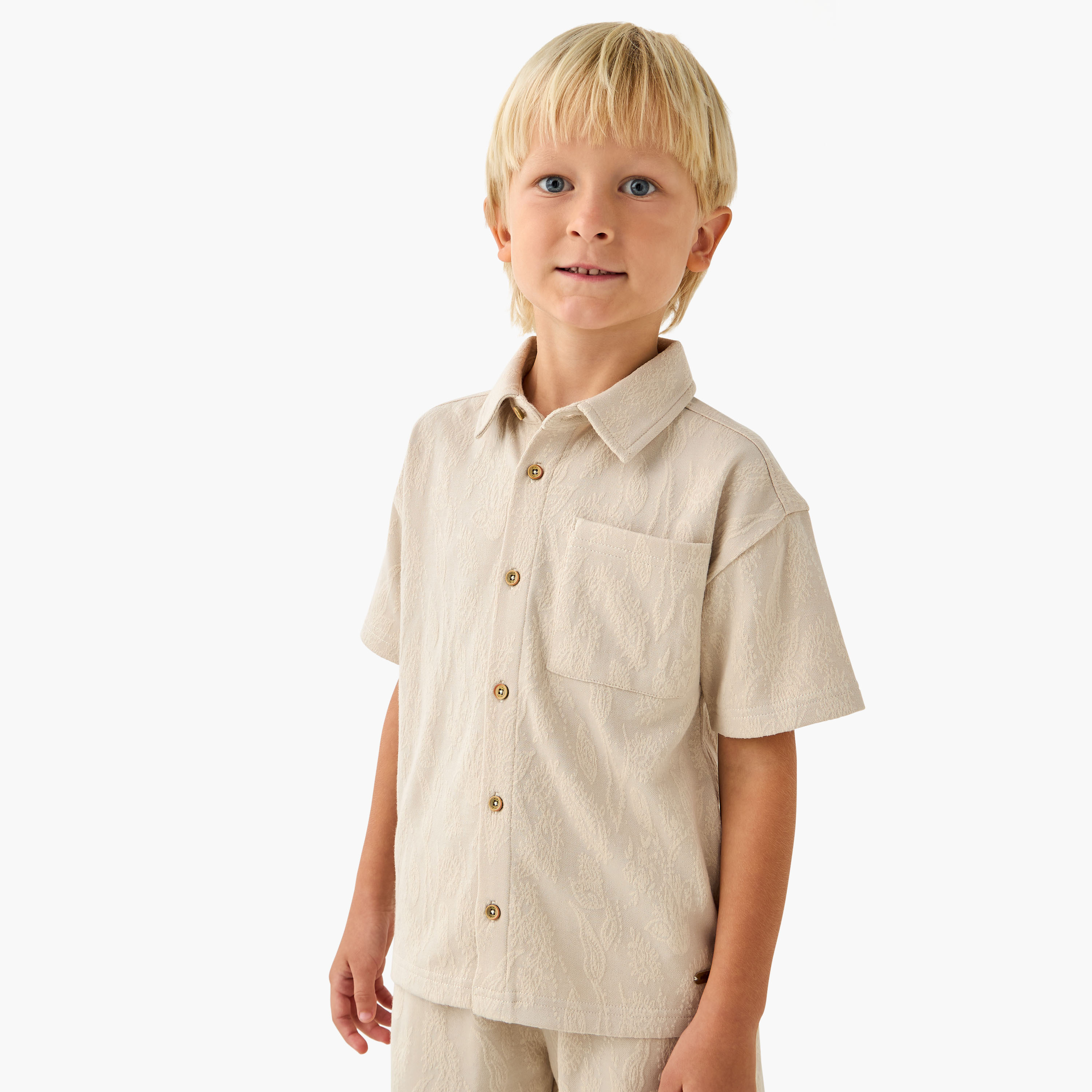 Eligo Collared Short Sleeve Shirt and Shorts Set with Pockets-boys-clothing-setsandcoords-image-2
