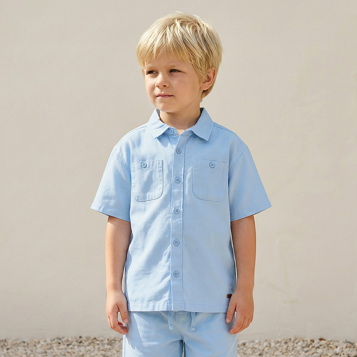 Eligo Collared Short Sleeves Shirt and Shorts Set with Pockets-boys-clothing-setsandcoords-image-2