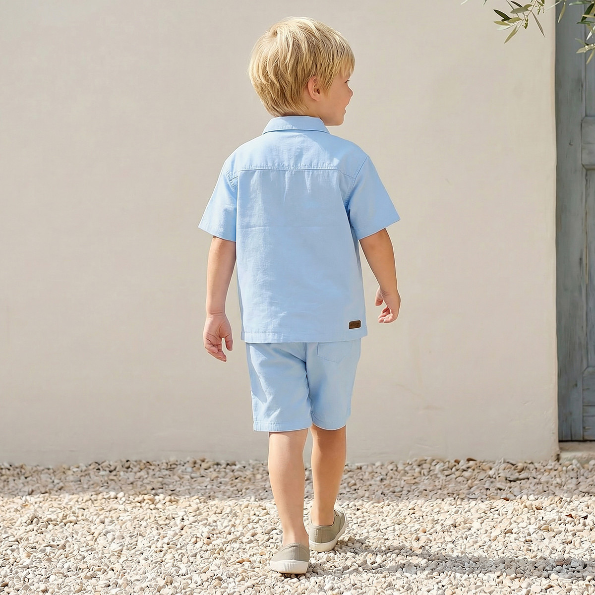 Eligo Collared Short Sleeves Shirt and Shorts Set with Pockets-boys-clothing-setsandcoords-image-3