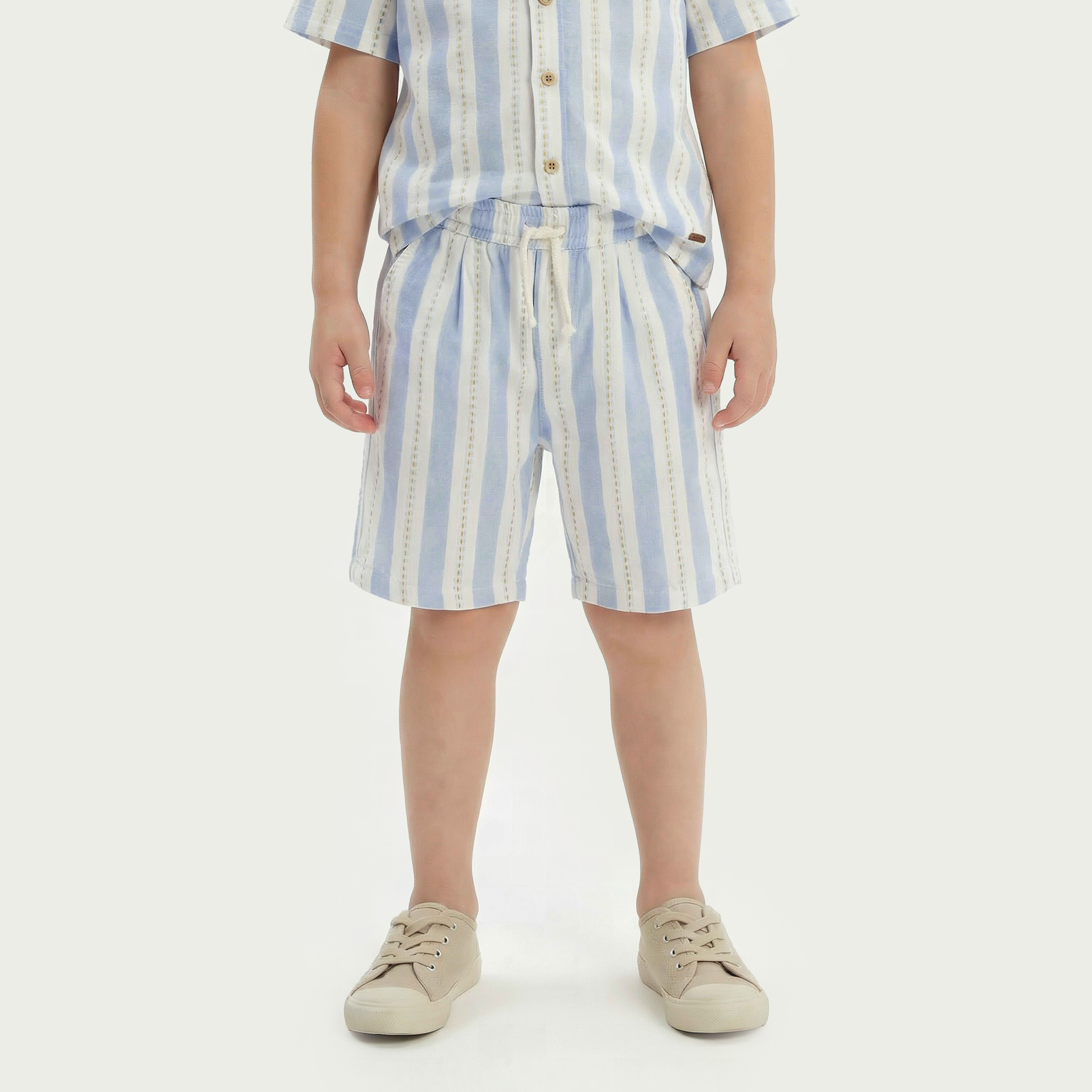 Collared Short Sleeves Shirt and Shorts Set with Stripes-baby-boys-clothing-setsandcoords-image-3