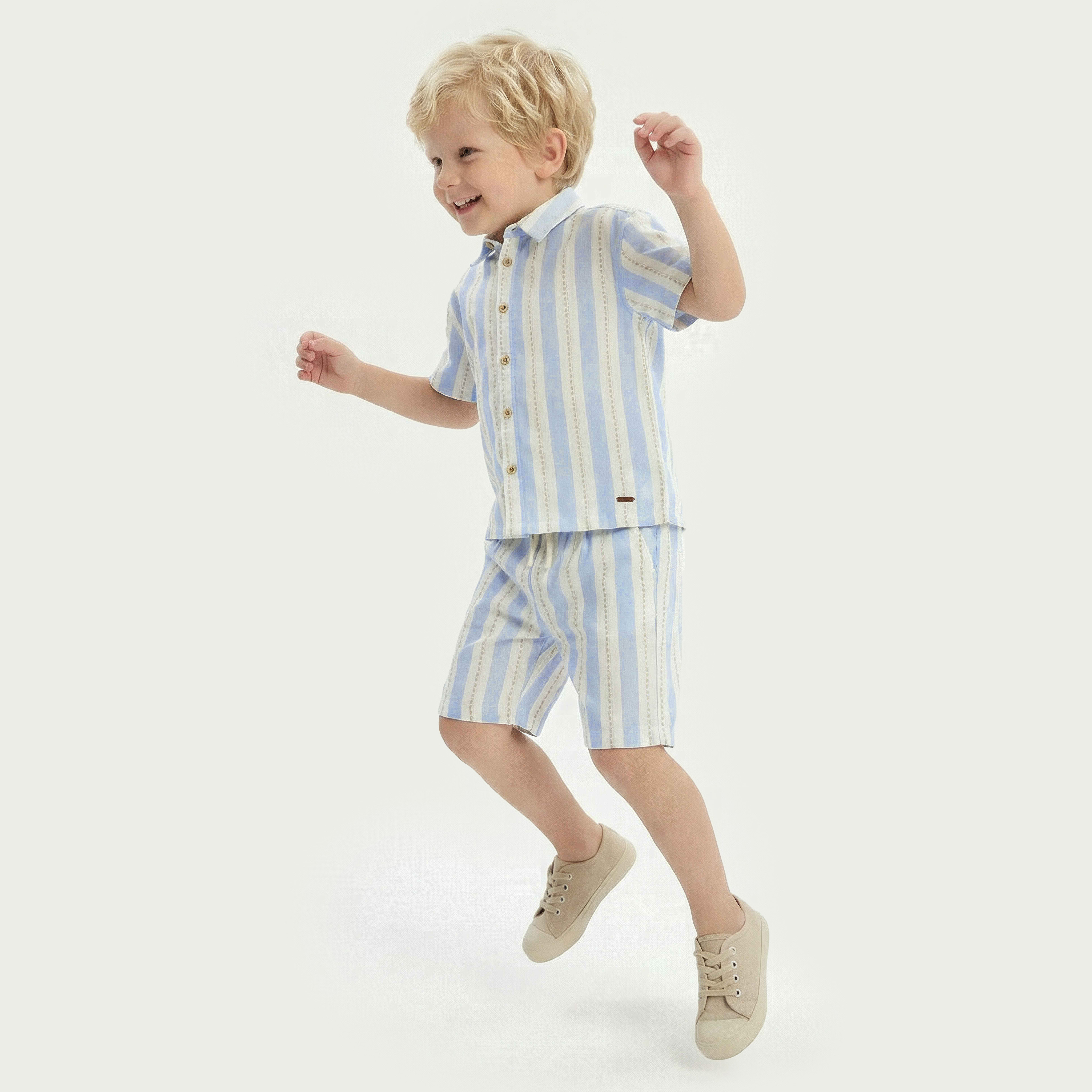 Collared Short Sleeves Shirt and Shorts Set with Stripes-baby-boys-clothing-setsandcoords-image-5