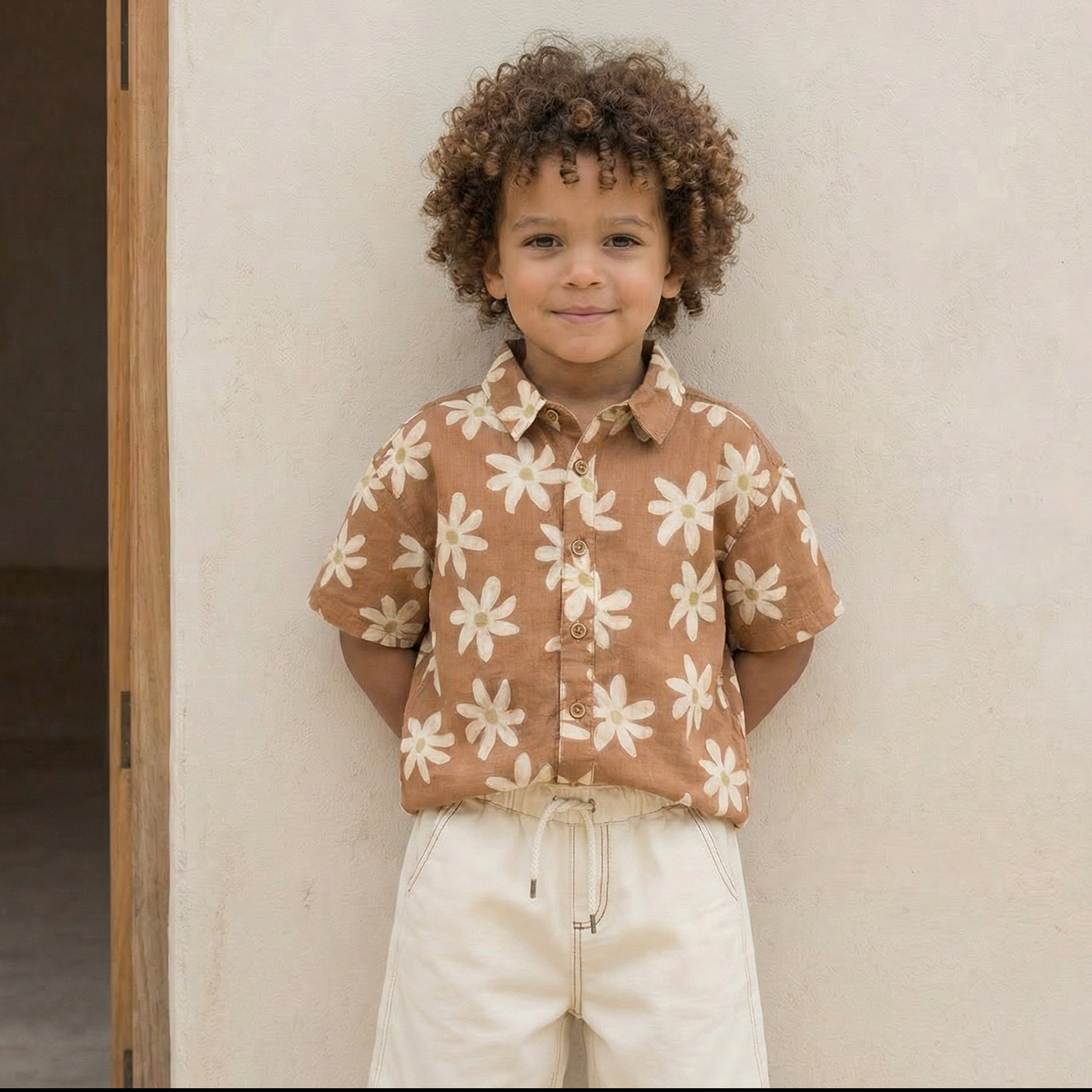 Eligo Collared Short Sleeves Shirt and Shorts Set with Floral Print-boys-clothing-setsandcoords-image-2