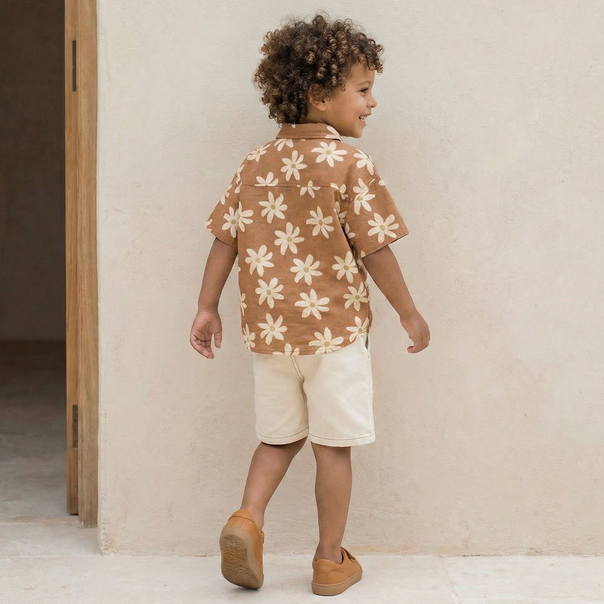 Eligo Collared Short Sleeves Shirt and Shorts Set with Floral Print-boys-clothing-setsandcoords-image-3