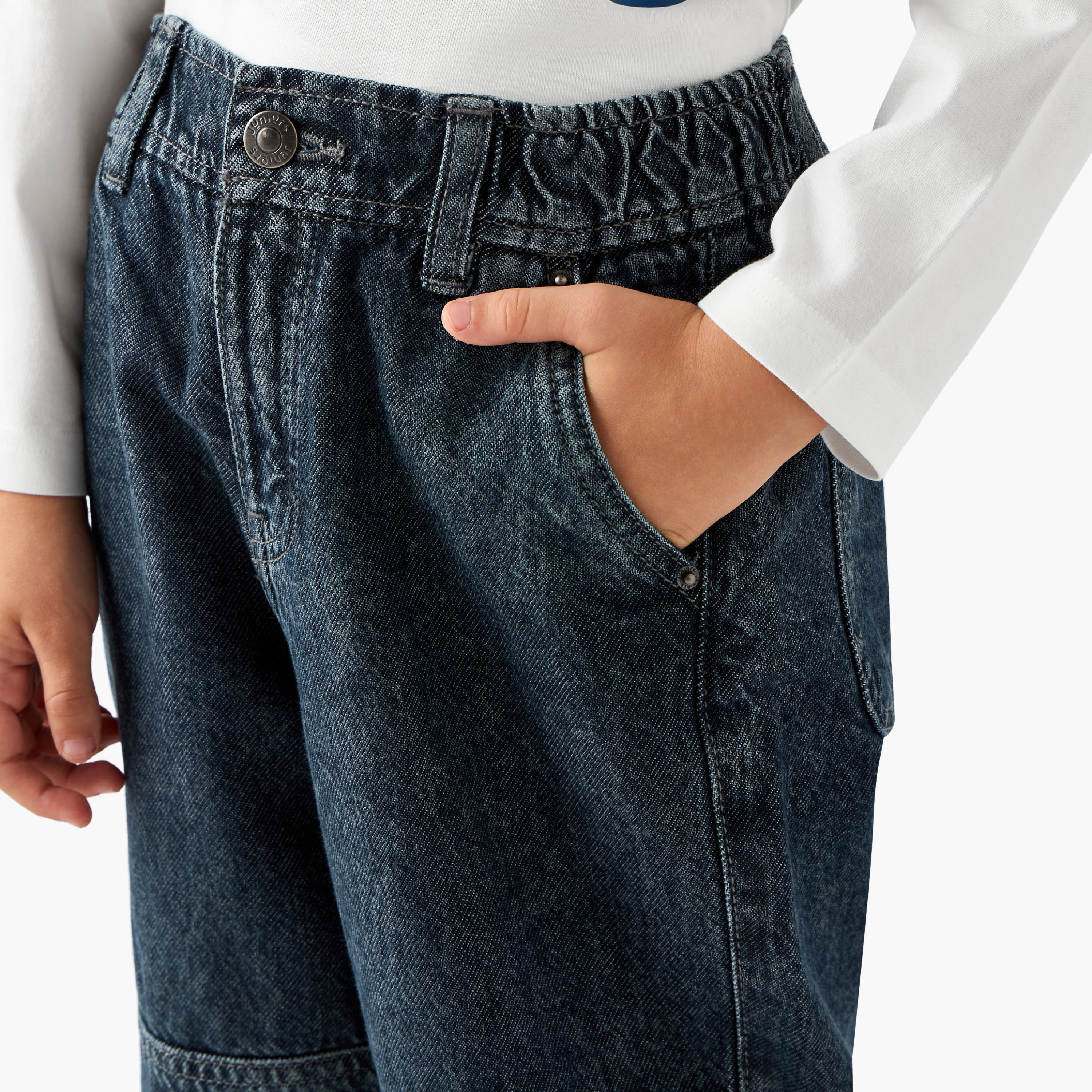 Juniors Mid-Rise Loose Fit Jeans with Panelled Design-baby-boys-clothing-bottoms-jeans-image-4