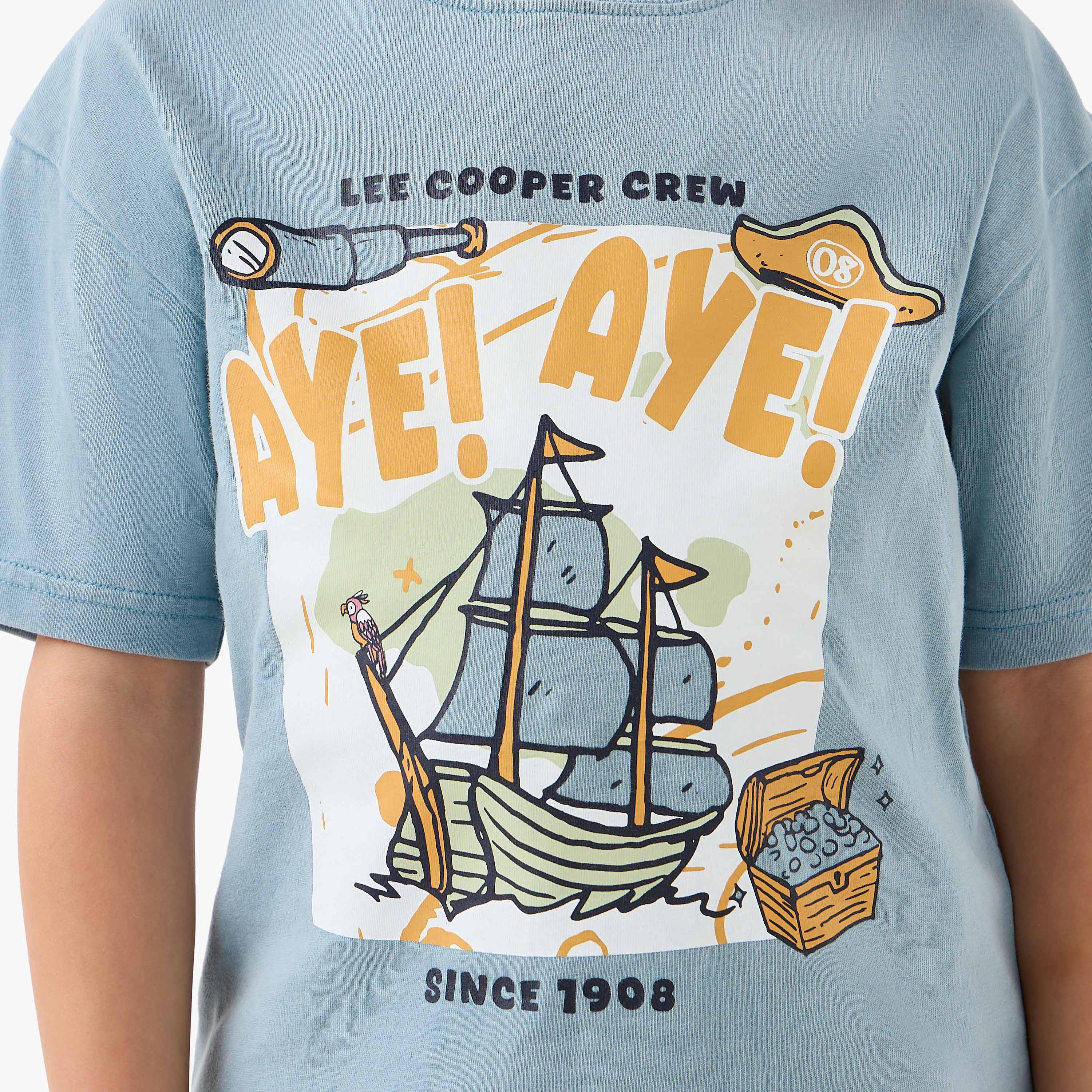 تيشيرت قطن بياقة ضيقة وأكمام قصيرة وطبعات جرافيك للأولاد من لي كوبر-boys-clothing-tshirtsandpolos-image-1