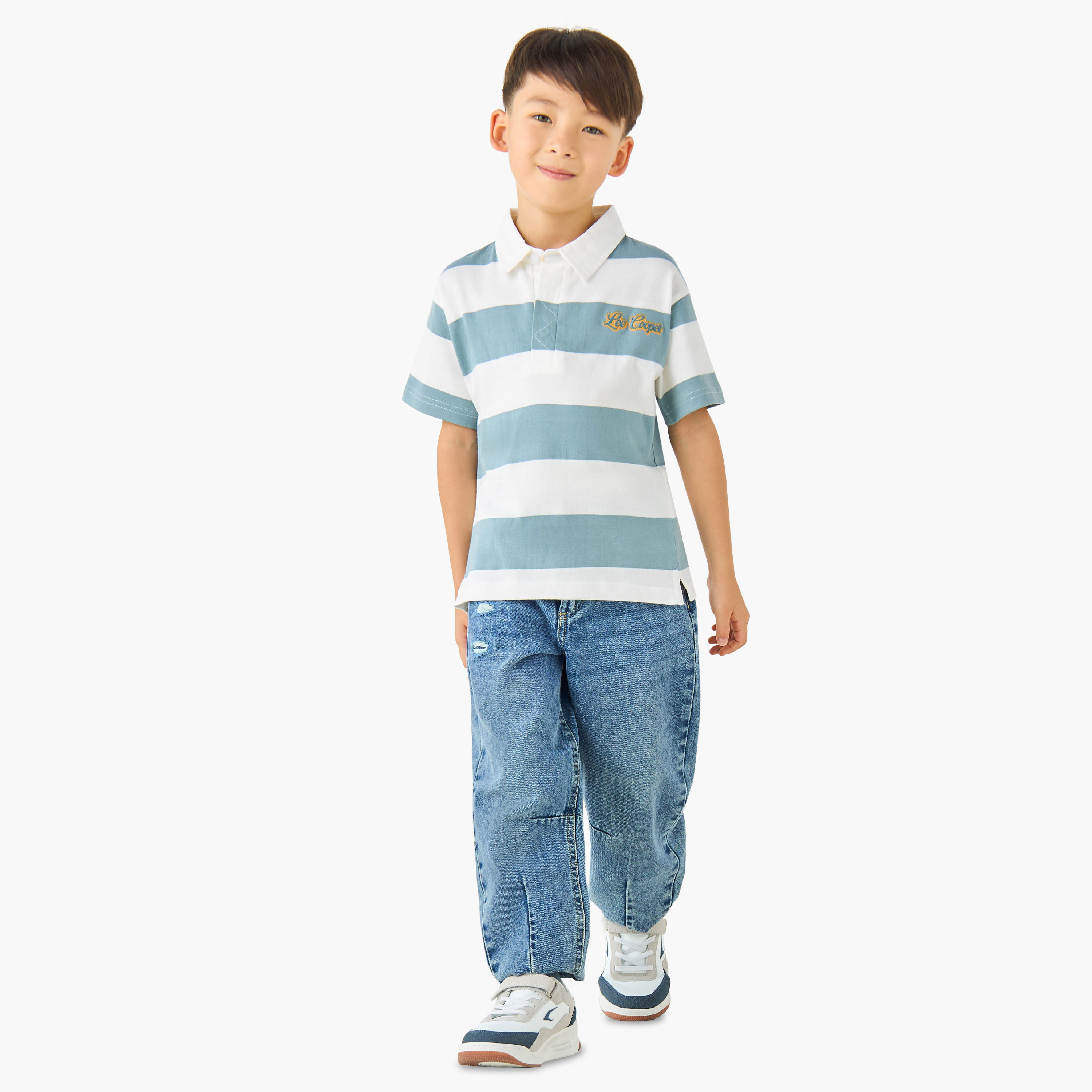 تيشيرت مقلم بياقة بولو وأكمام قصيرة من لي كوبر-boys-clothing-tshirtsandpolos-image-4