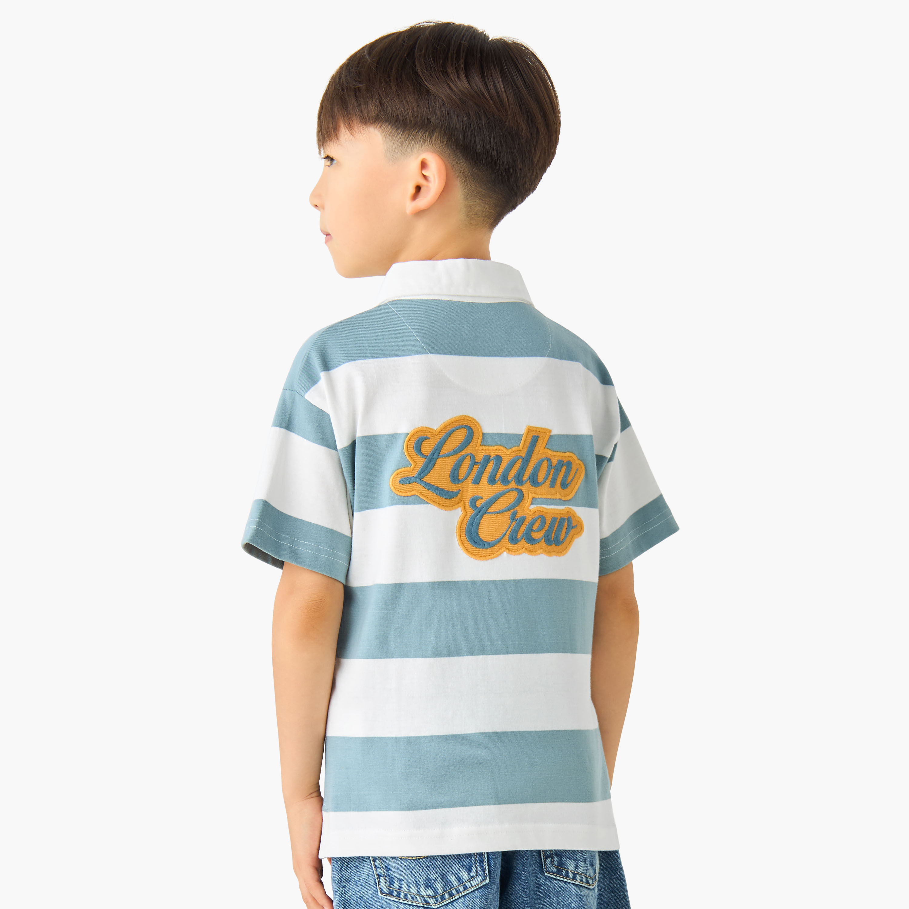 تيشيرت مقلم بياقة بولو وأكمام قصيرة من لي كوبر-boys-clothing-tshirtsandpolos-image-3