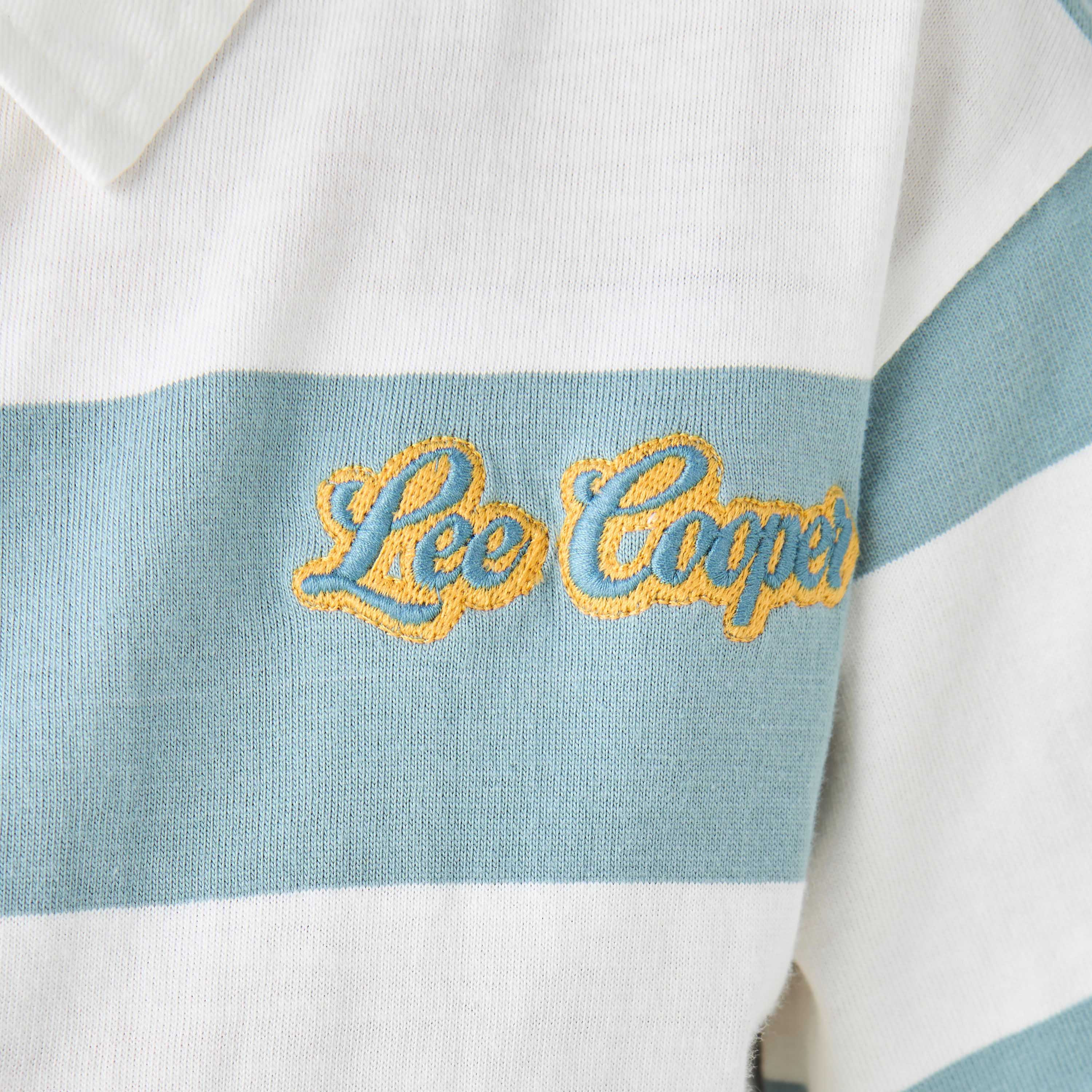 تيشيرت مقلم بياقة بولو وأكمام قصيرة من لي كوبر-boys-clothing-tshirtsandpolos-image-1